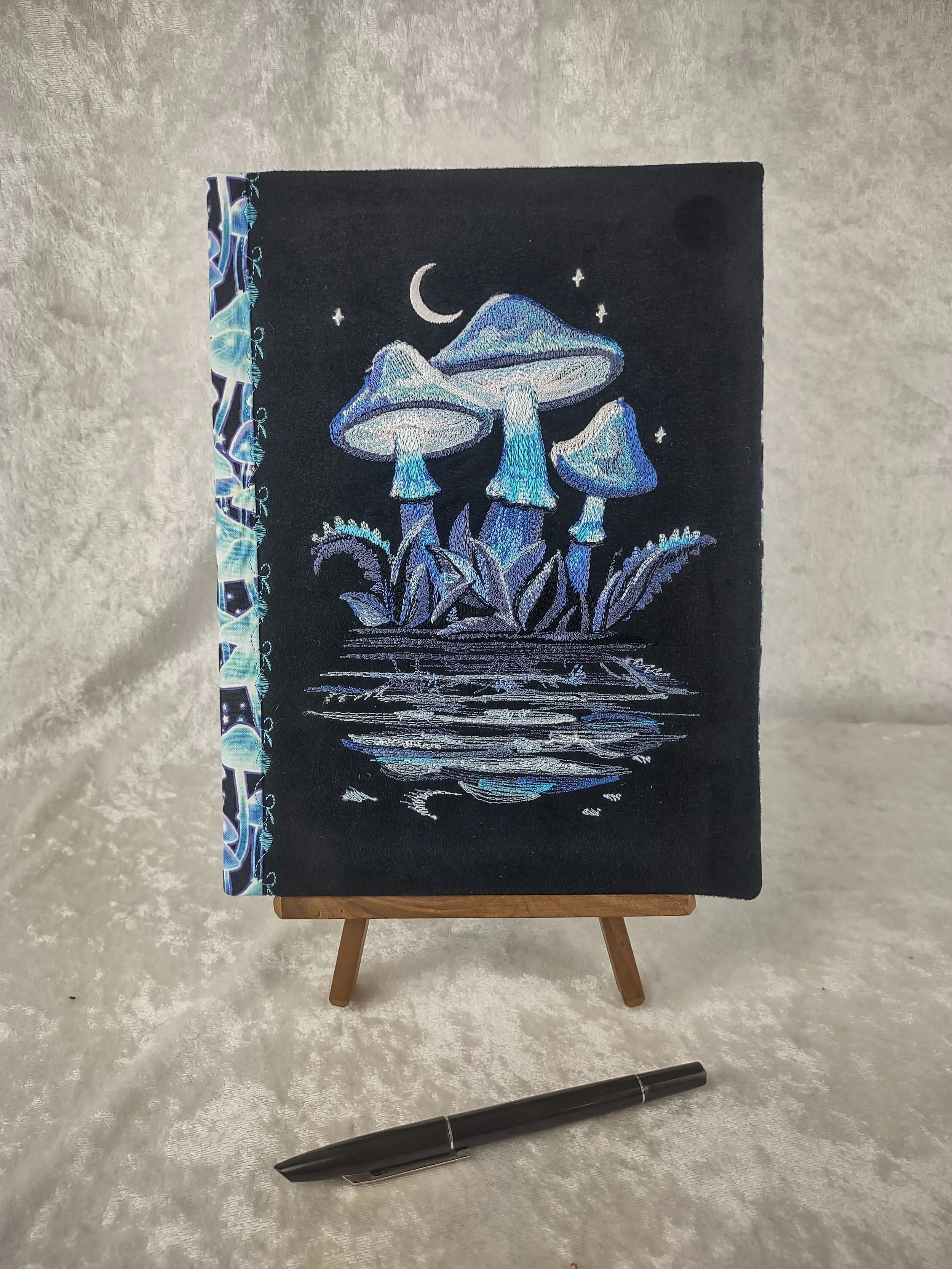 Mushroom Trio Refillable Embroidered Notebook Cover with Notebook