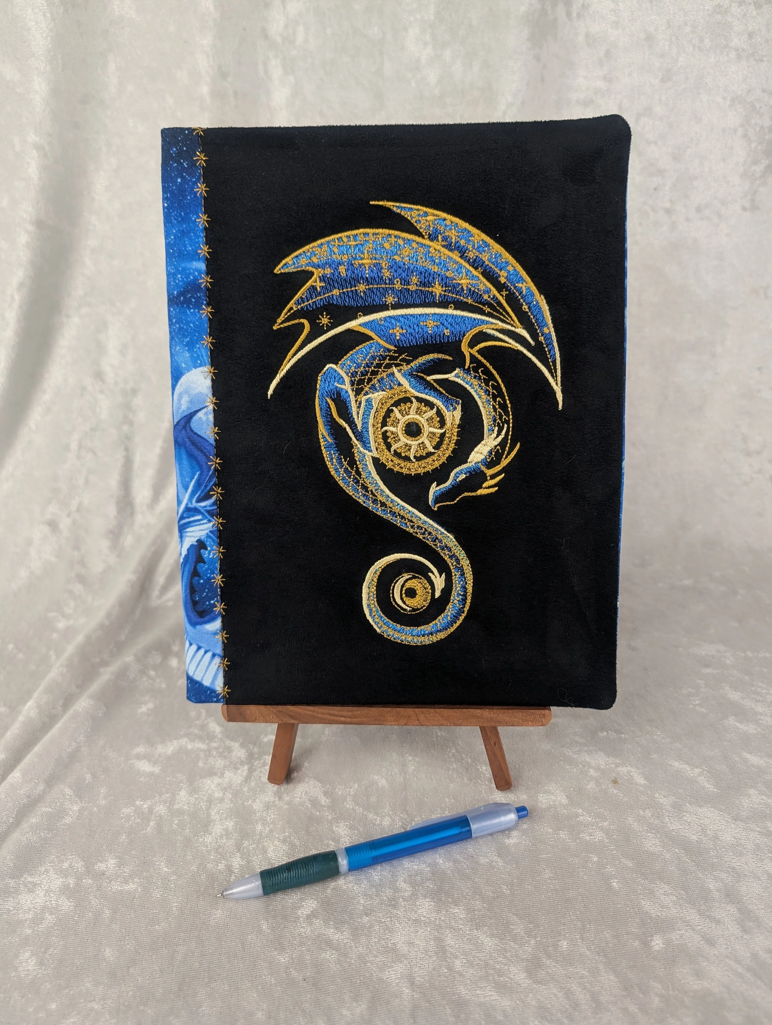 Blue Dragon Refillable Embroidered Notebook Cover with Notebook