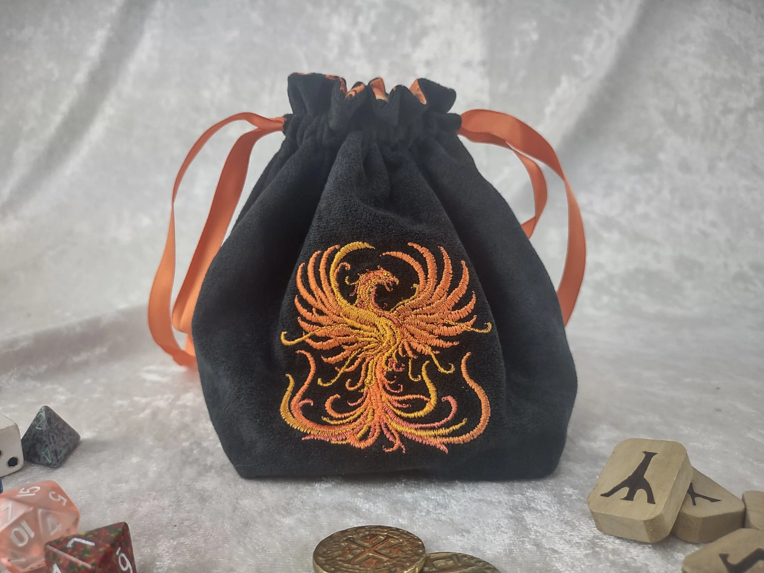 Phoenix Embroidered Stand Up Dice Bag