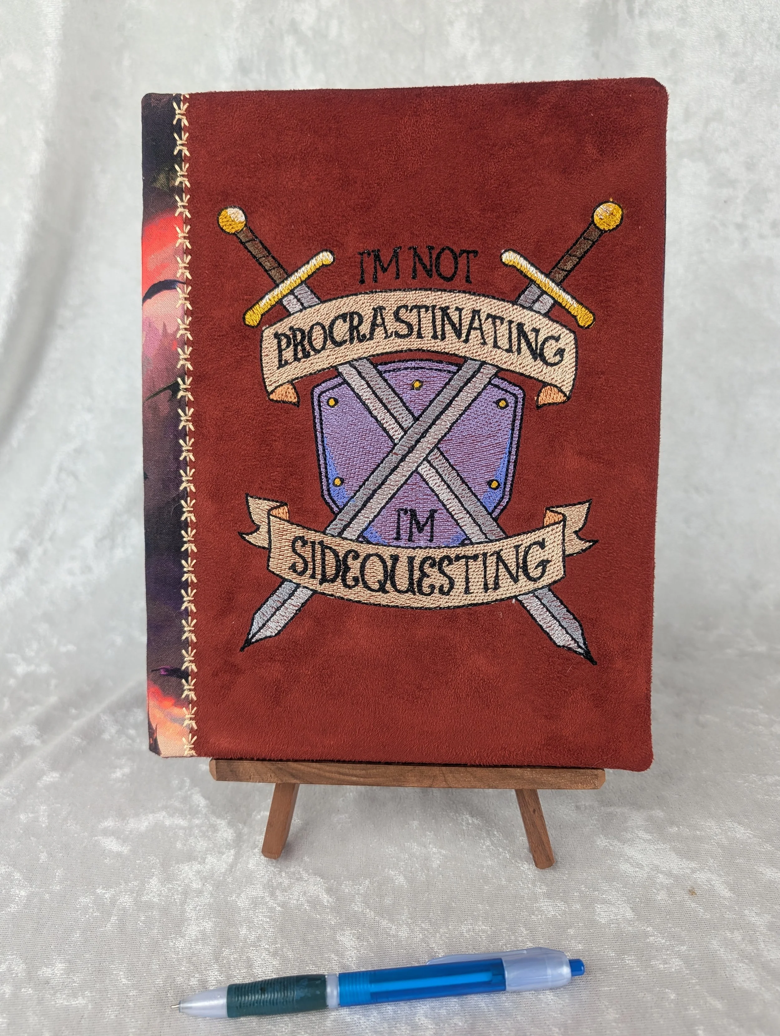 Side Questing Refillable Embroidered Notebook Cover with Notebook