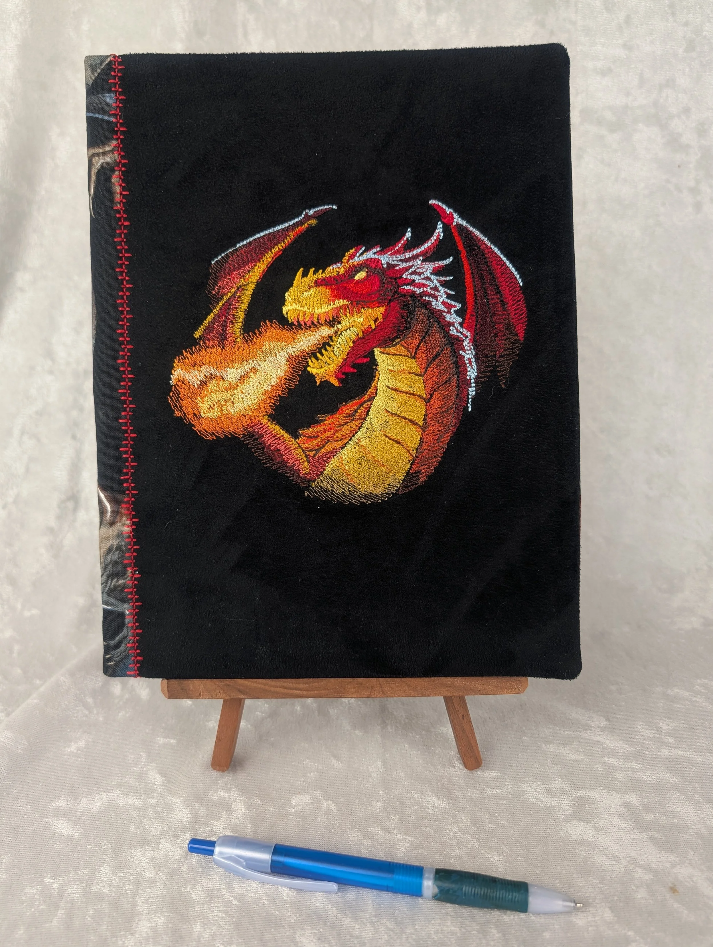 Dragon Breath Refillable Embroidered Notebook Cover with Notebook