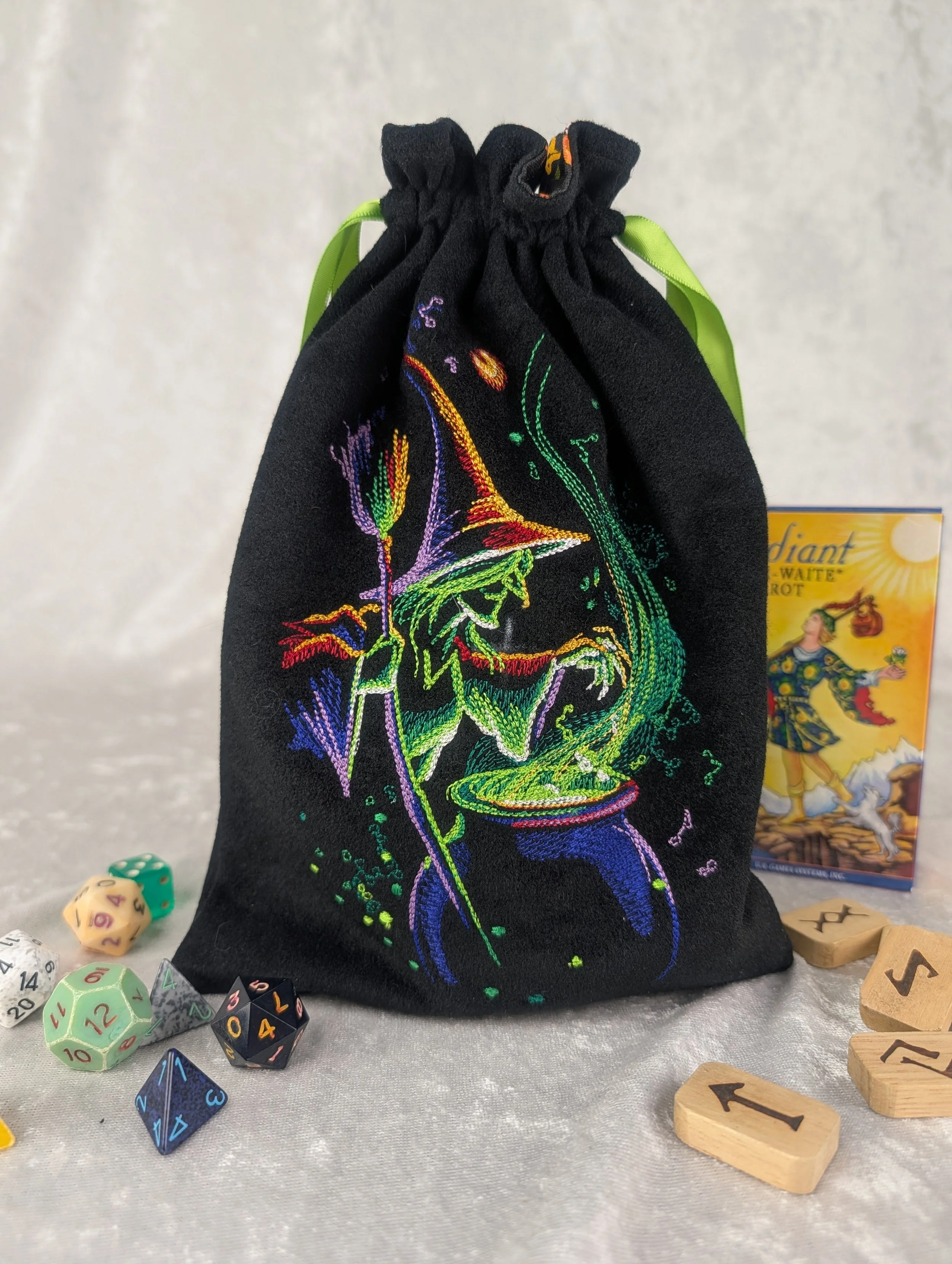 Witch & Cauldron Embroidered Tarot Bag