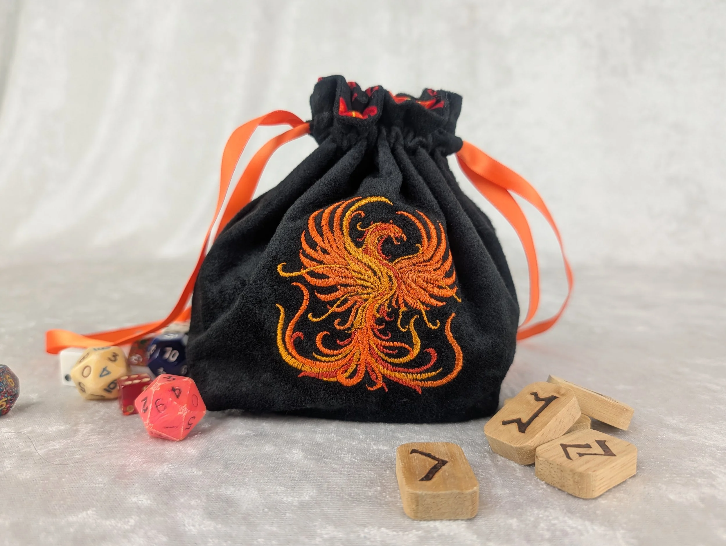 Phoenix Embroidered Stand Up Dice Bag