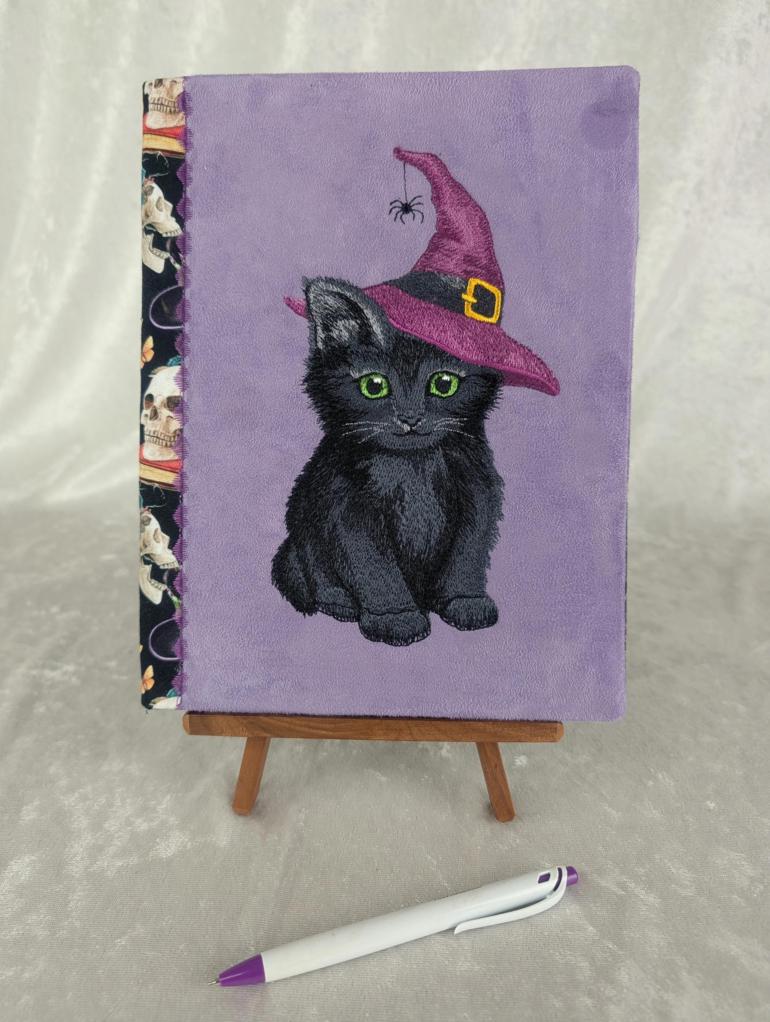 Cat In Hat Refillable Embroidered Notebook Cover with Notebook