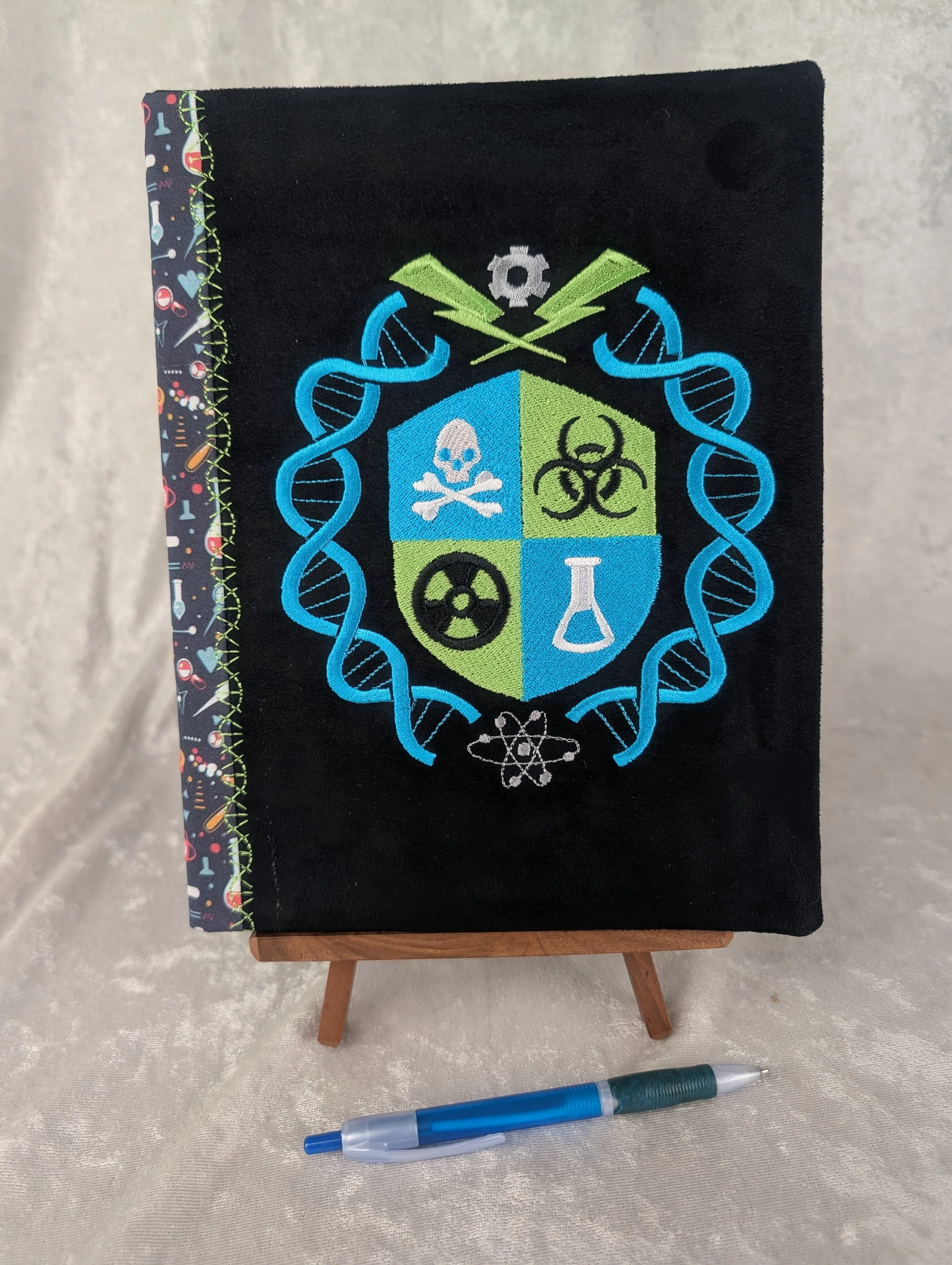 Mad Scientist Refillable Embroidered Notebook Cover with Notebook