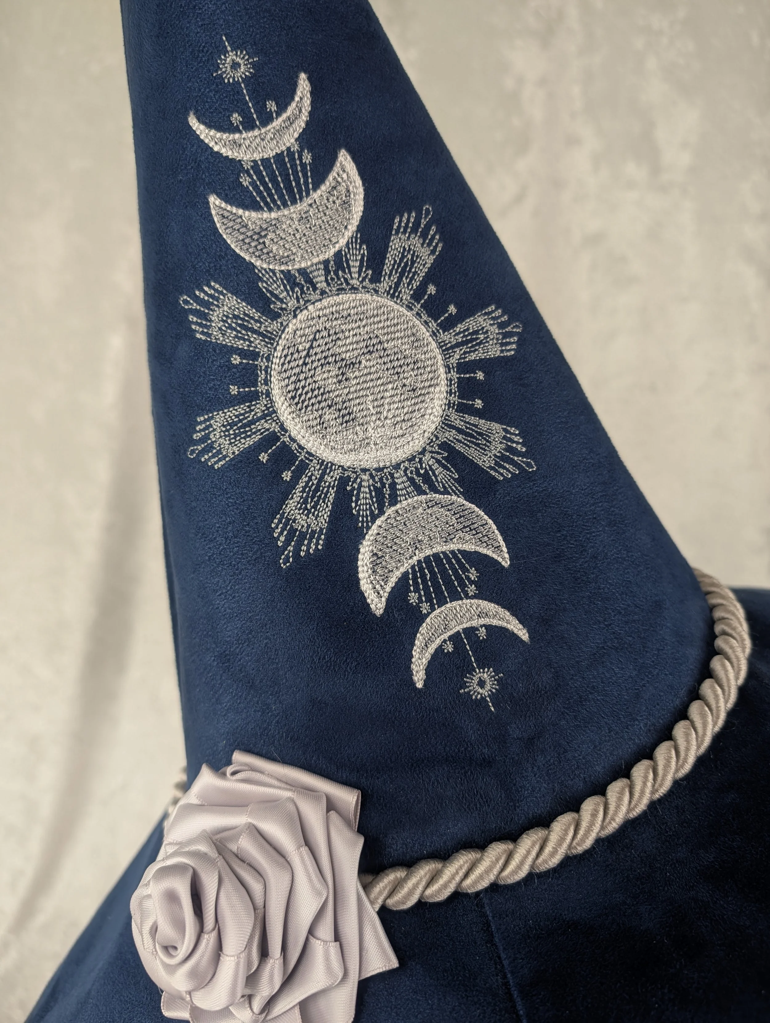 Moon Phases Suede Witch Hat Size Small