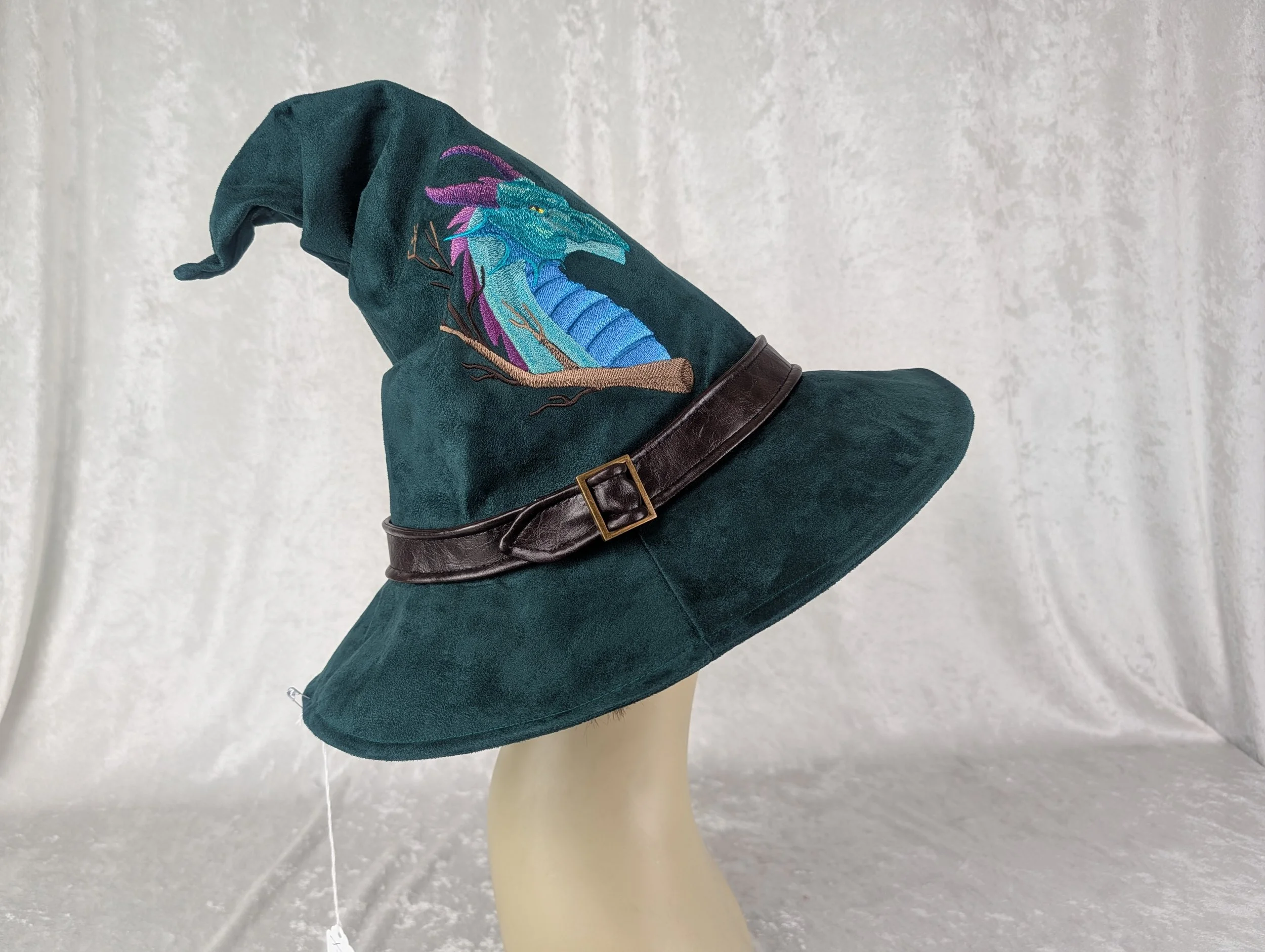Dark Green Dragon Suede Witch/Wizard Hat Size X-Large
