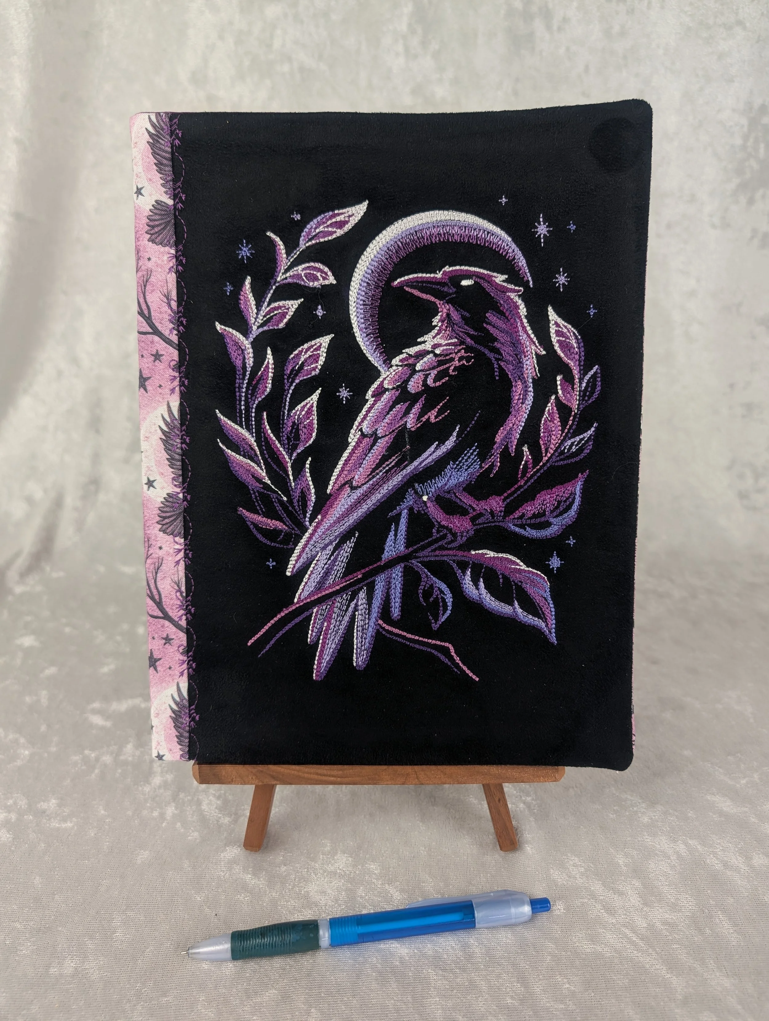 Raven Flight Refillable Embroidered Notebook Cover with Notebook