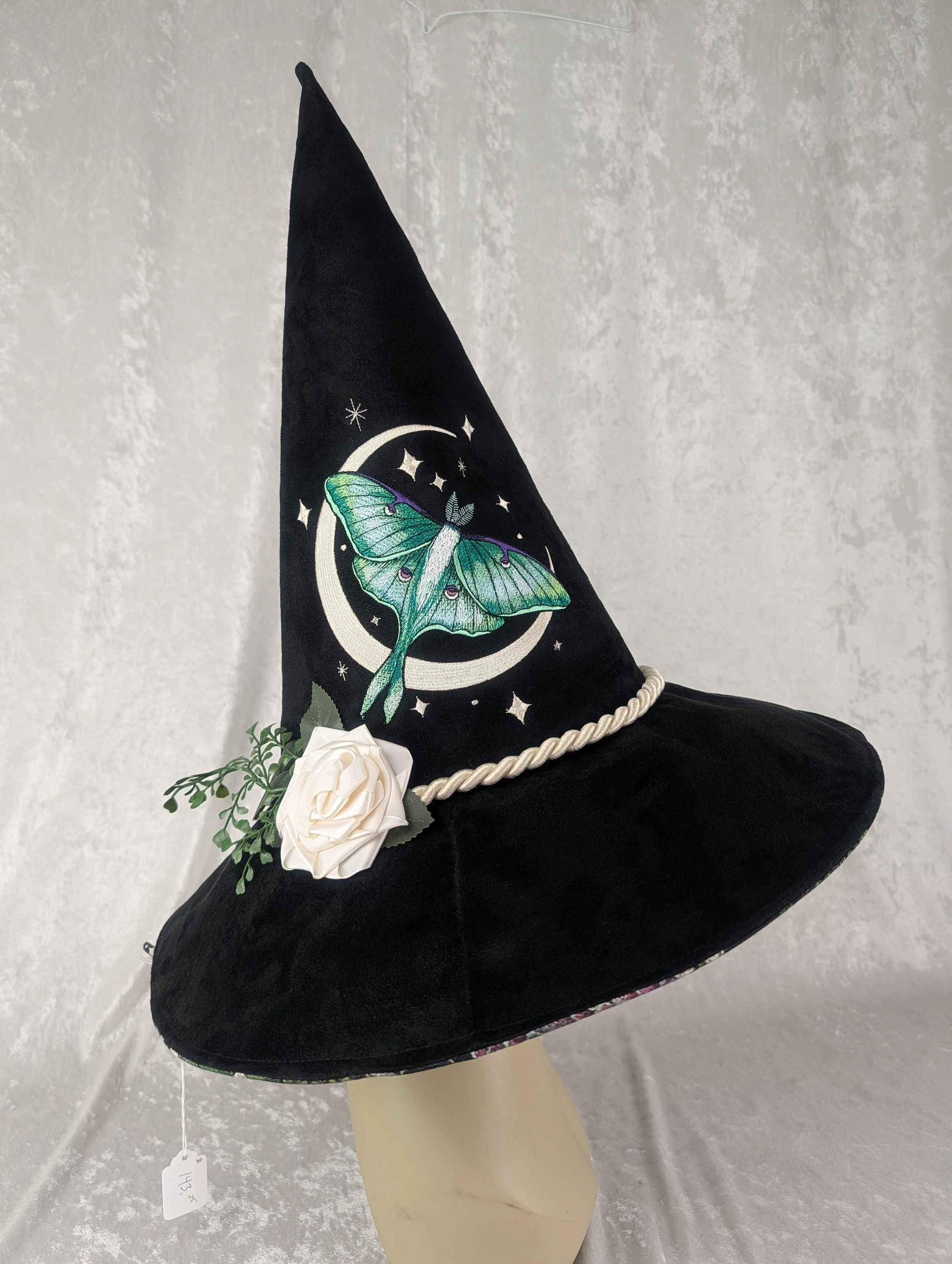 Luna Moth Suede Witch Hat Size Large