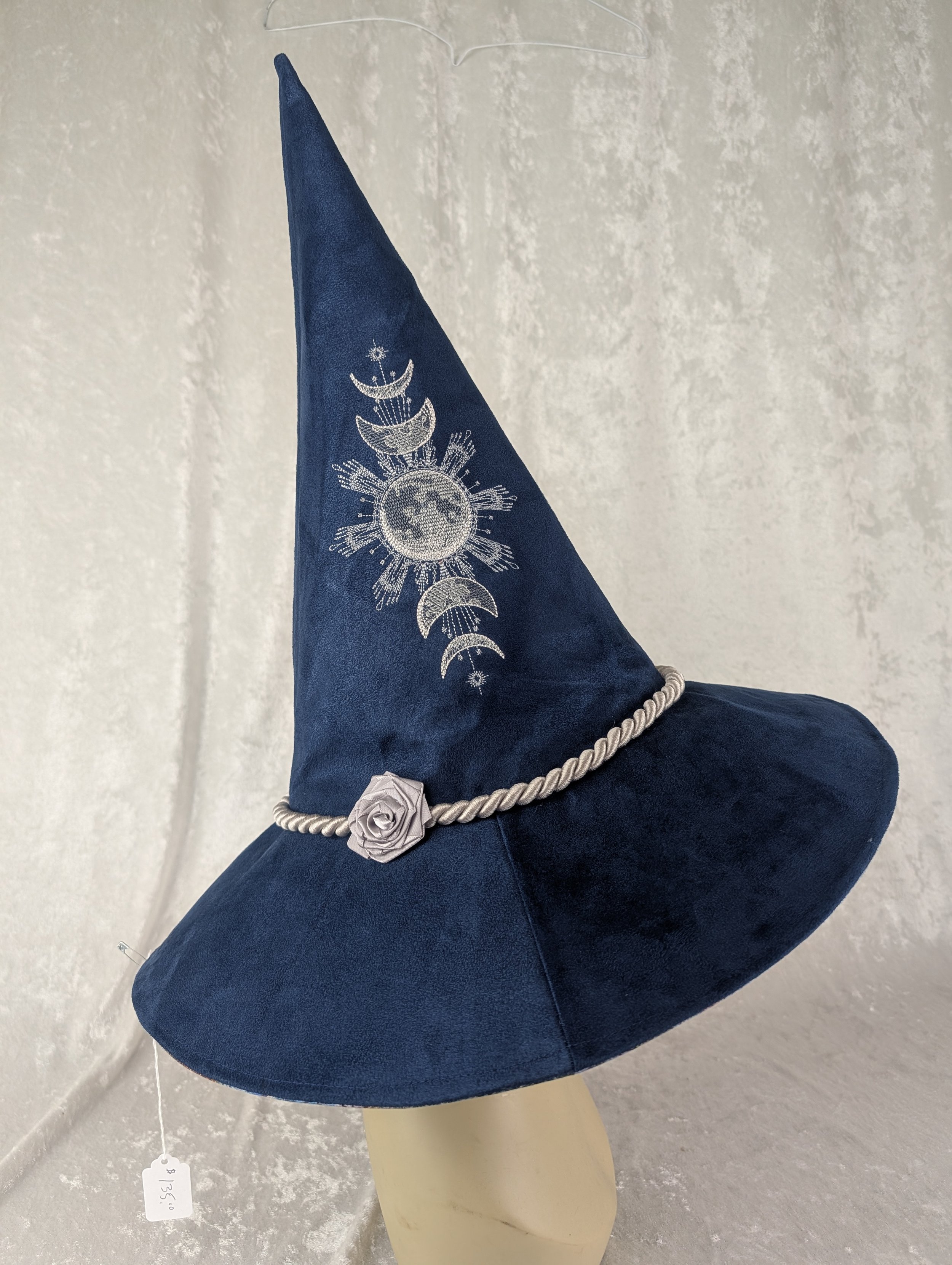 Moon Phases Suede Witch Hat Size Large