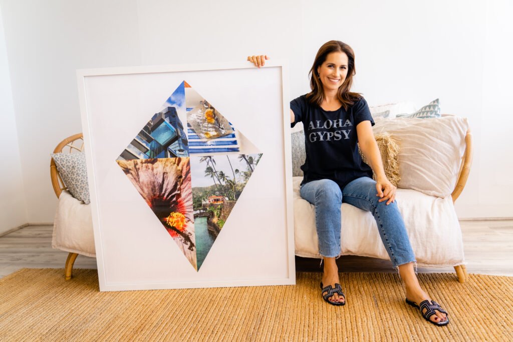  Artist Justine Stamen Arrillaga poses with one of her kites from Ka Lele Paheona. (Photo by Chrissy Lambert.) 