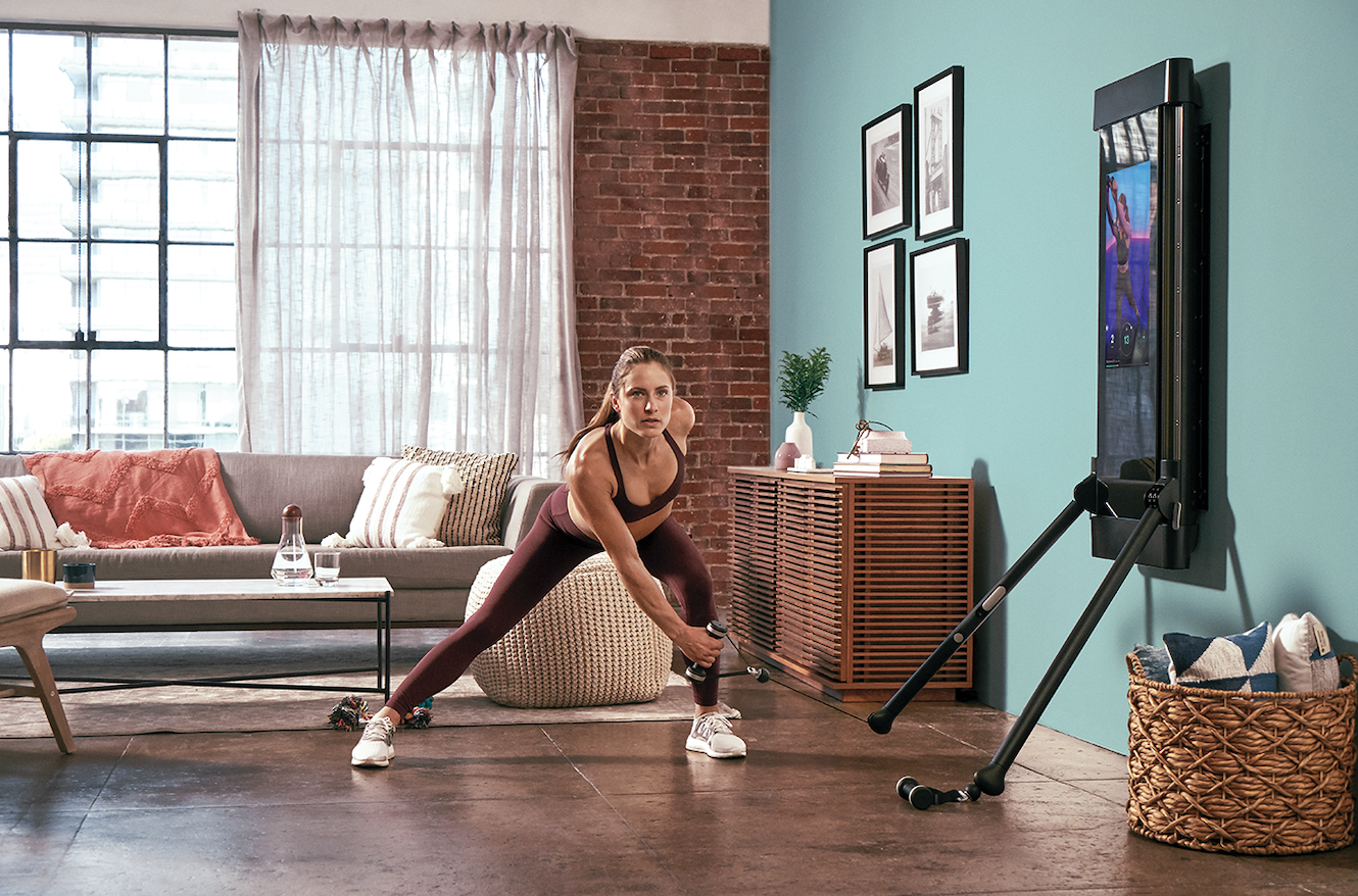  Create the ultimate home gym with some of the latest smart fitness technology and equipment, such as a Tonal all-in-one machine ( photo courtesy Tonal ).  