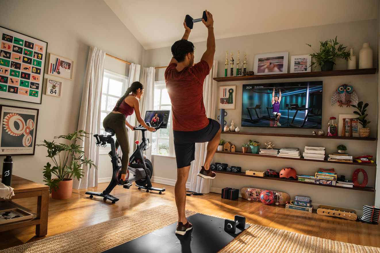  Create the ultimate home gym with some of the latest smart fitness technology and equipment, such as a Peloton Bike ( photo courtesy Peloton ).  