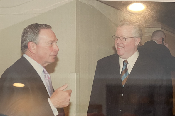  Jerry Gibson with then-New York City Mayor Michael Bloomberg at the Grand Hyatt in Manhattan in March 2006 ( photo courtesy Jerry Gibson ). 