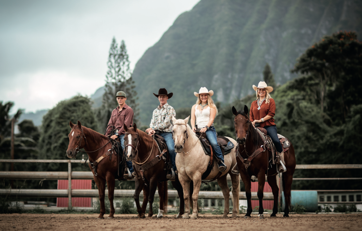  Hunt—pictured here with son Aukina, daughter Ariana and wife Siana—is committed to preserving Kapualei Ranch for his family as well as for the Moloka‘i community ( photos courtesy Anthony Hunt ).  