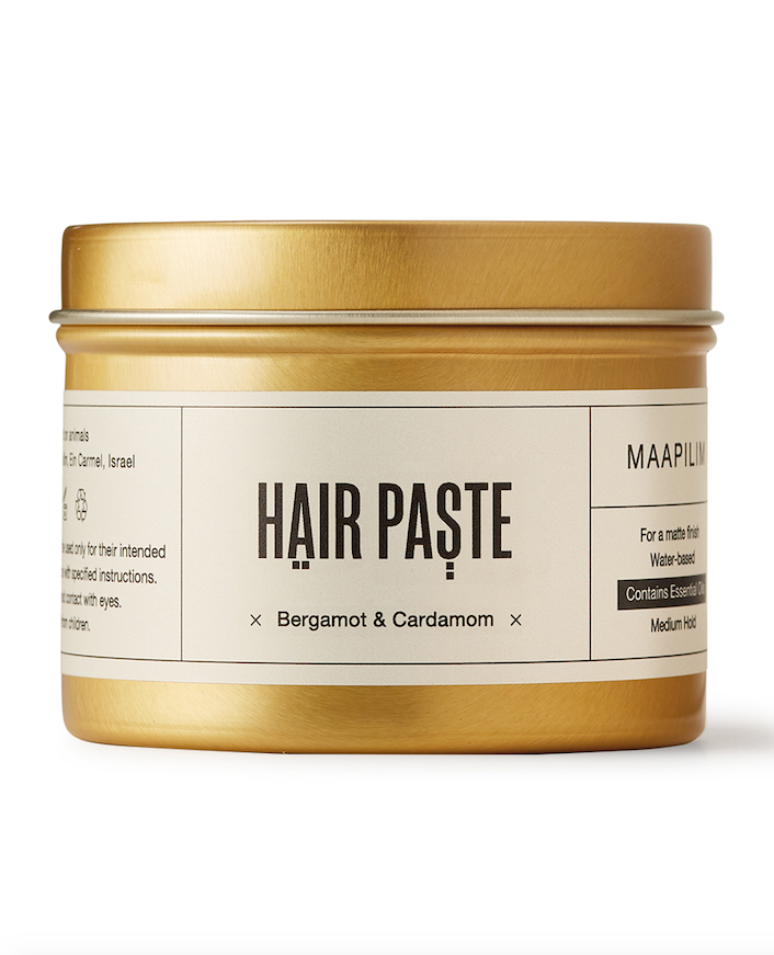   MAAPILIM HAIR PASTE  Create a relaxed, yet refined look with this bergamot and cardamom-scented hair paste. 5 fl oz.,  $24 (available at neimanmarcus.com)   
