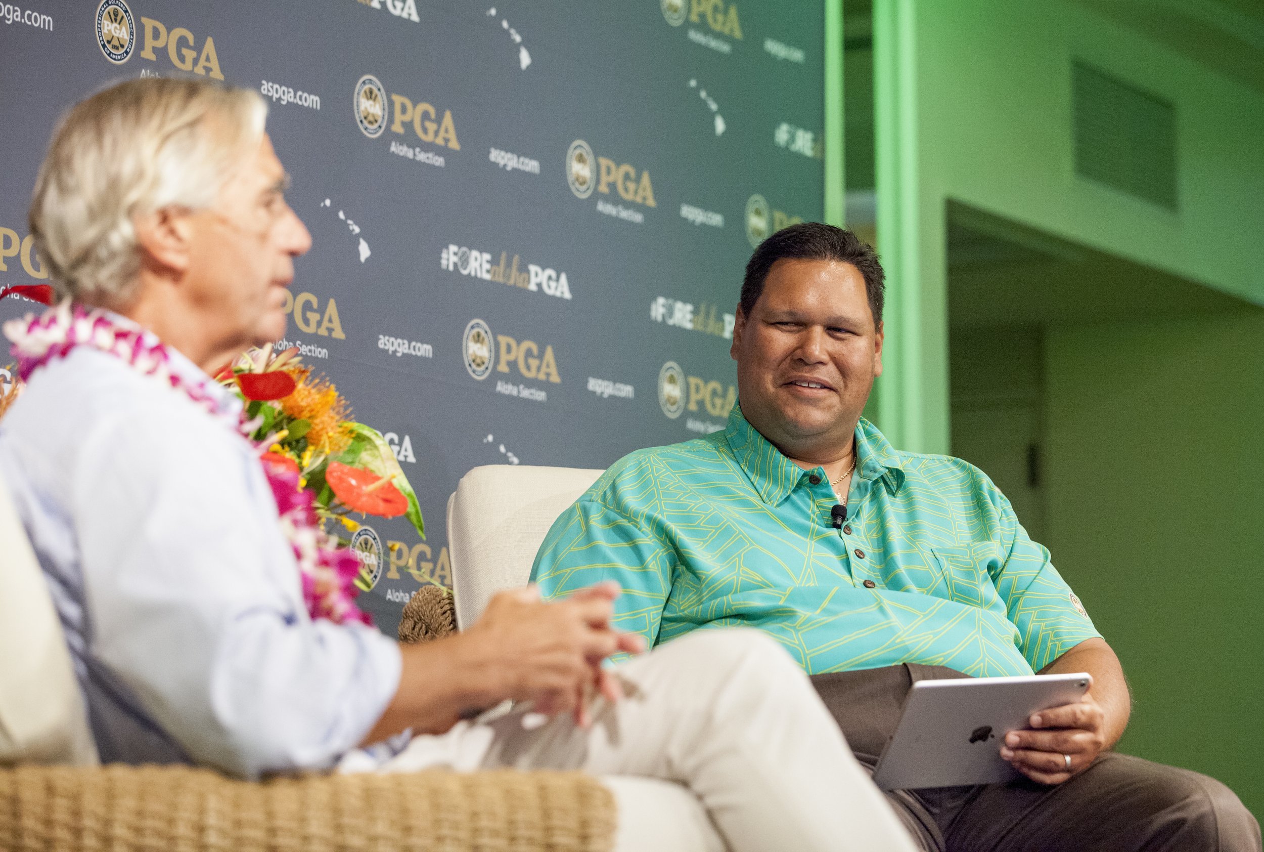  Wes Wailehua with Seth Waugh, CEO of PGA of America at the Hawai‘i Golf Industry Conference.  Photos courtesy Wes Wailehua  