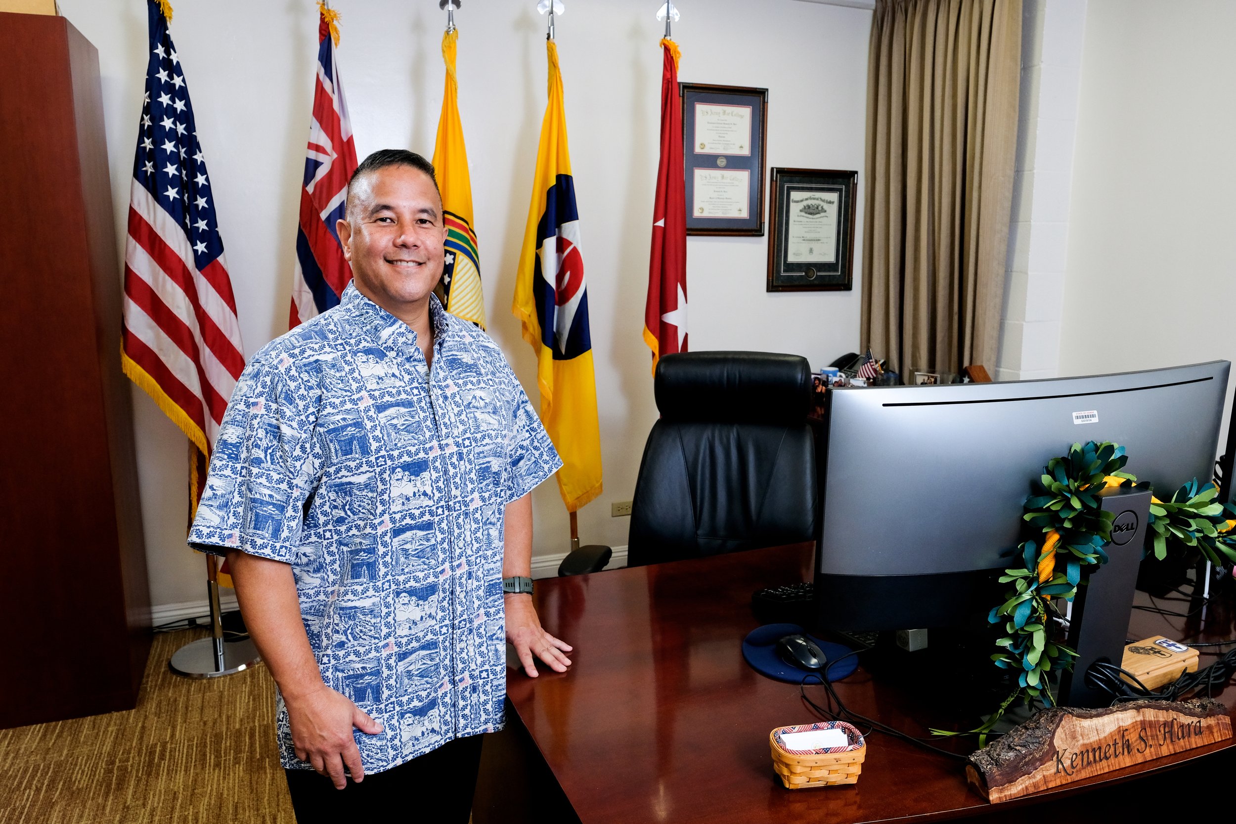  Hara’s previous roles in dealing with Hawai‘i emergencies and disaster response helped prepare him for his current position as Incident Commander for Hawai‘i Emergency Management Agency. ( photo by Anthony Consillio ) .  