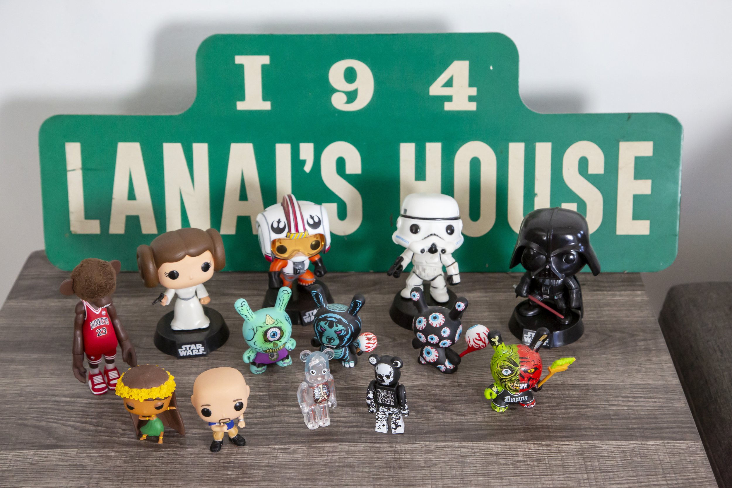  Star Wars, Kikaida and island icons fill Tabura’s array of collectible toys, figurines and vinyl albums.    Photos by Rae Huo  