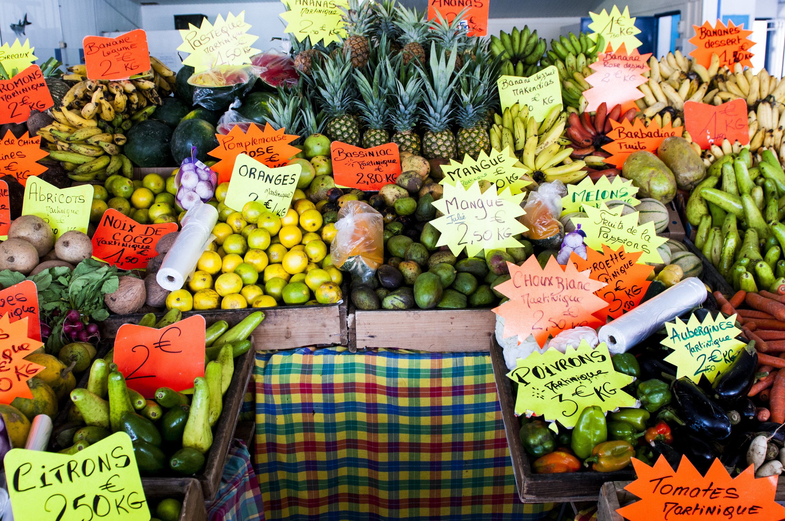  Colorful creole cuisine will tantalize your palate with flavors of the tropics, whether it be poulet boucané (chicken cooked with Antilles pep-  pers and spices) or grilled langoustines (lobster). You’ll also want to stop and visit local vendors se