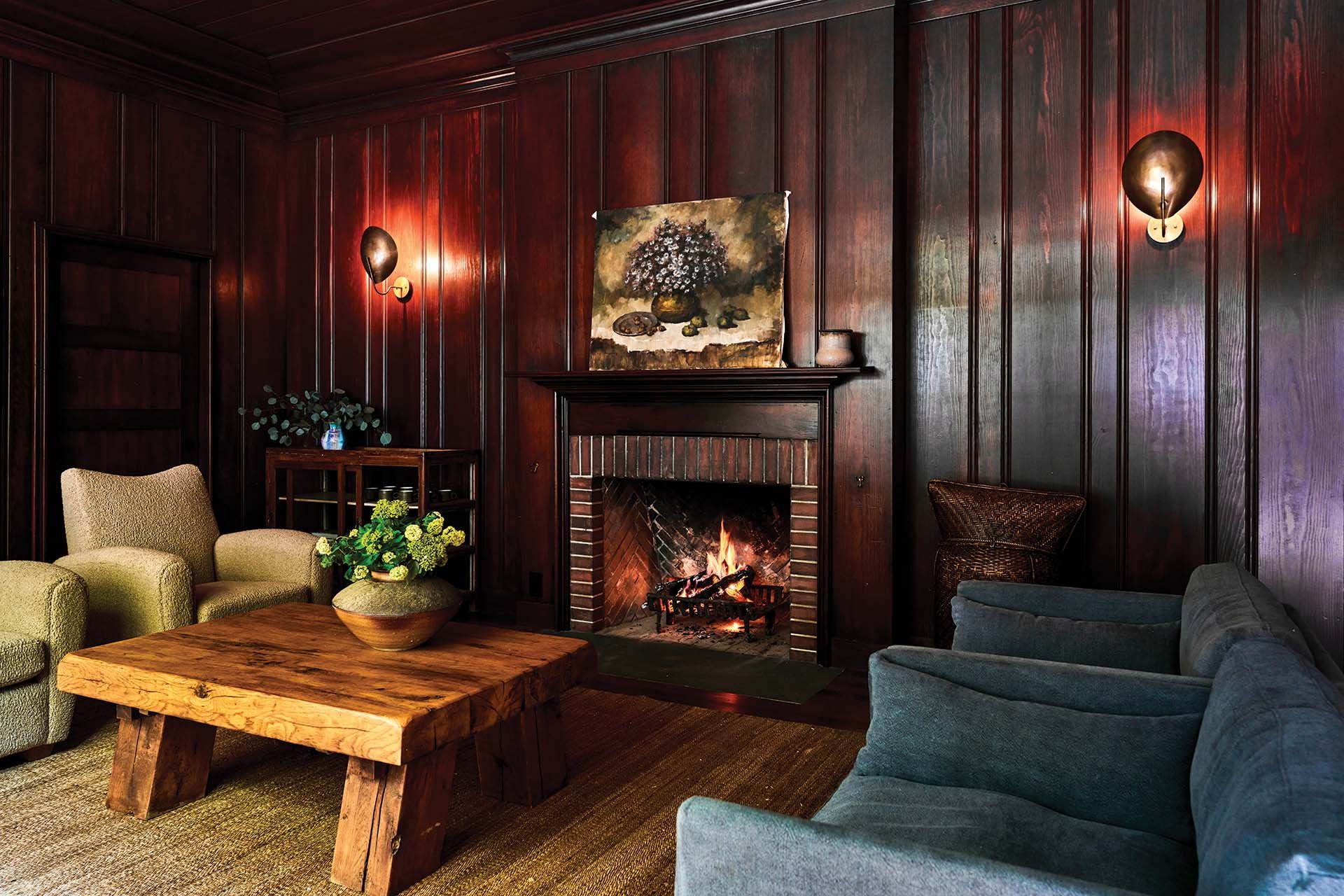  A warm inviting fireplace at the spa.  Photo courtesy Dawn Ranch  