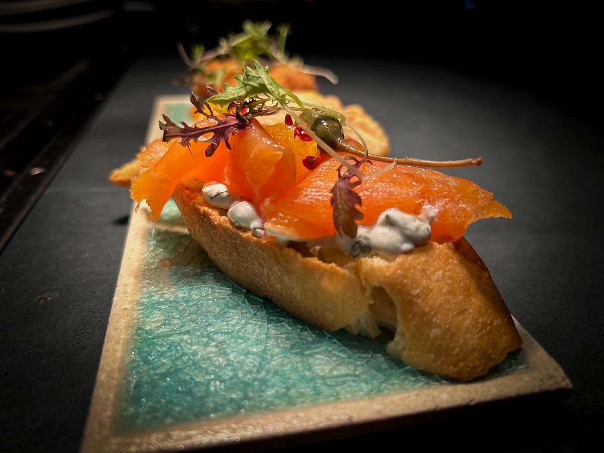  Smoked salmon served with dill cream, pink peppercorn, and house-made baguette.&nbsp;   All photos courtesy El Cielo  