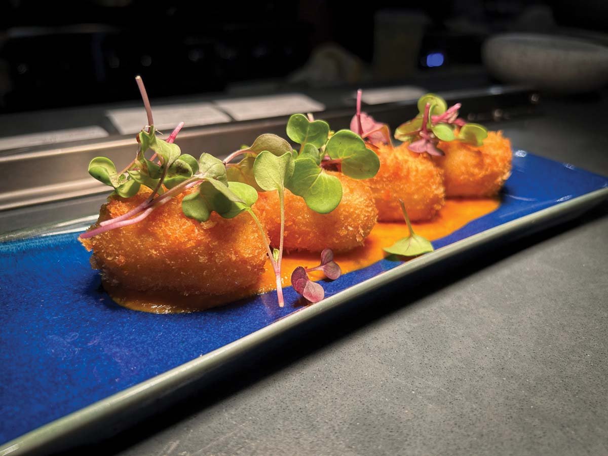  Croquetas de jamón with romesco sauce.&nbsp; 