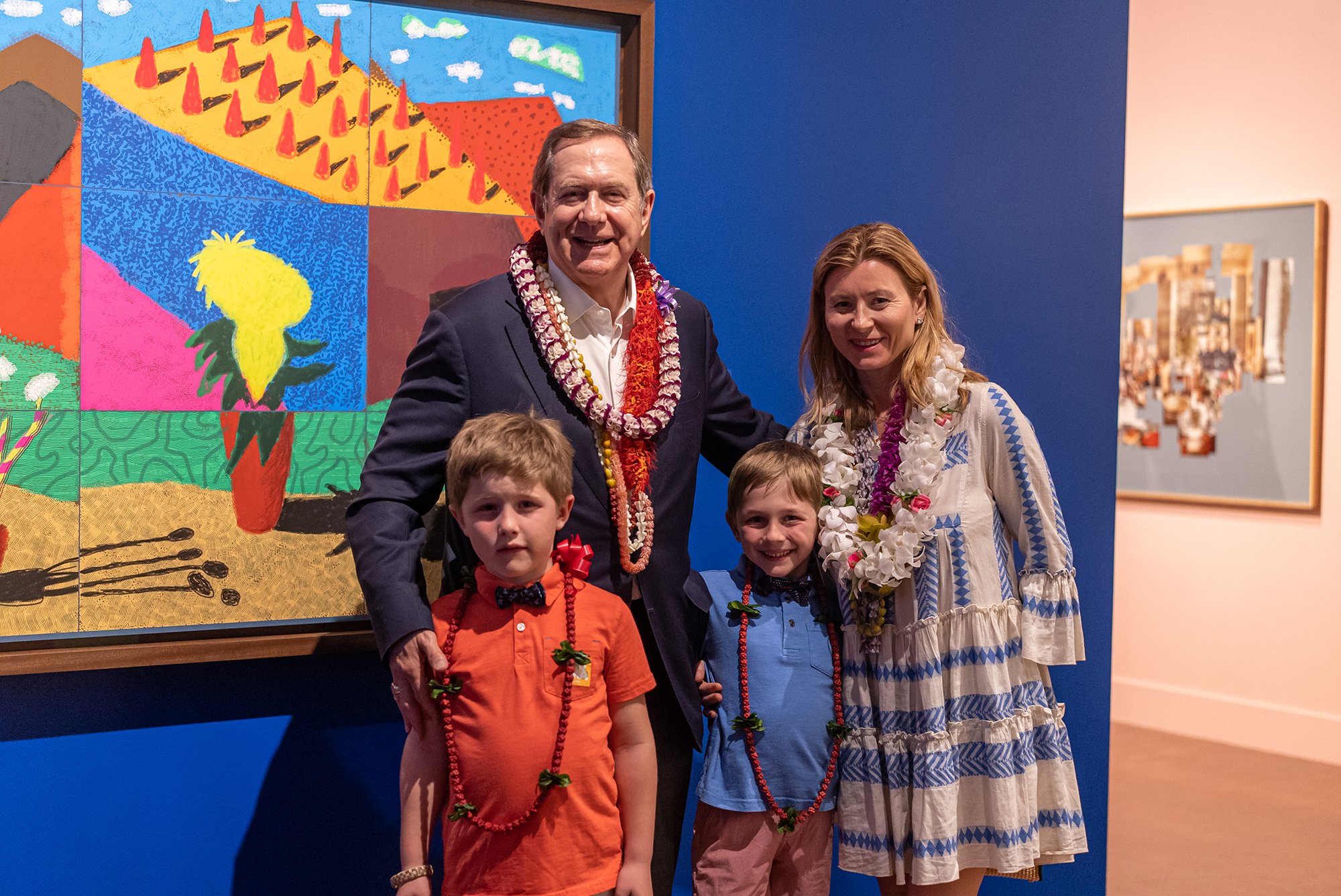  Schinitzer with his family during the opening of  David Hockney: Perspective Should Be Reversed, Prints from the Collections of Jordan D. Schnitzer and His Family Foundation  at Honolulu Museum of Art.   Photo courtesy HoMA  