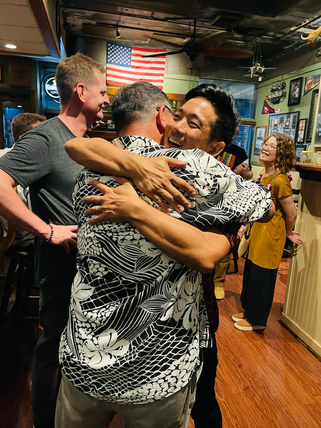  9:30 P.M. Bumped into old friends post-show, Honolulu  