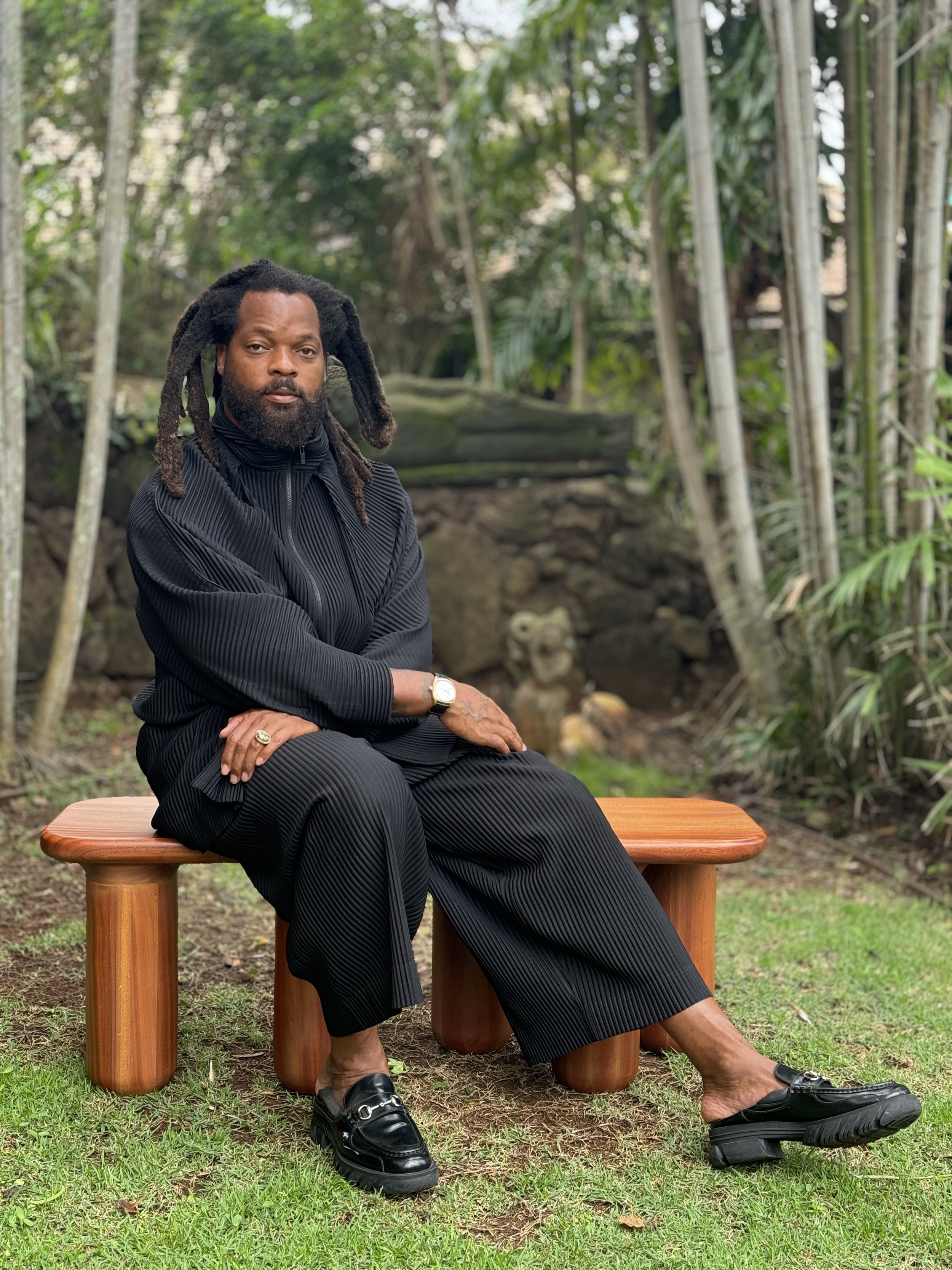  Michael Bennett on a Studio Kër bench at his home in East Honolulu   Photo by Patrick Parsons  