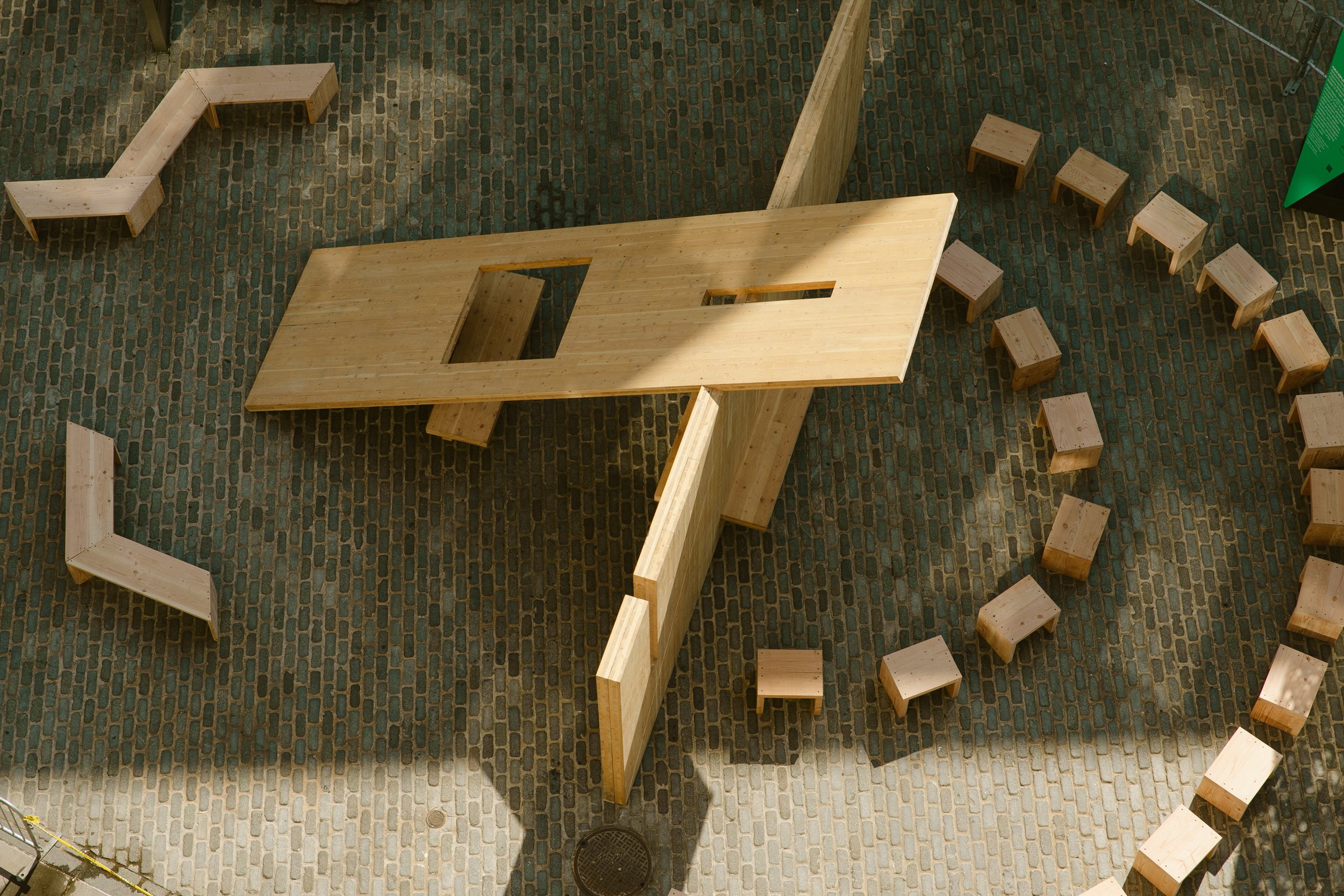  Cross Laminated Timber installation “Public Spaces”   Photo courtesy Studio Kër by Jennifer Trahan  
