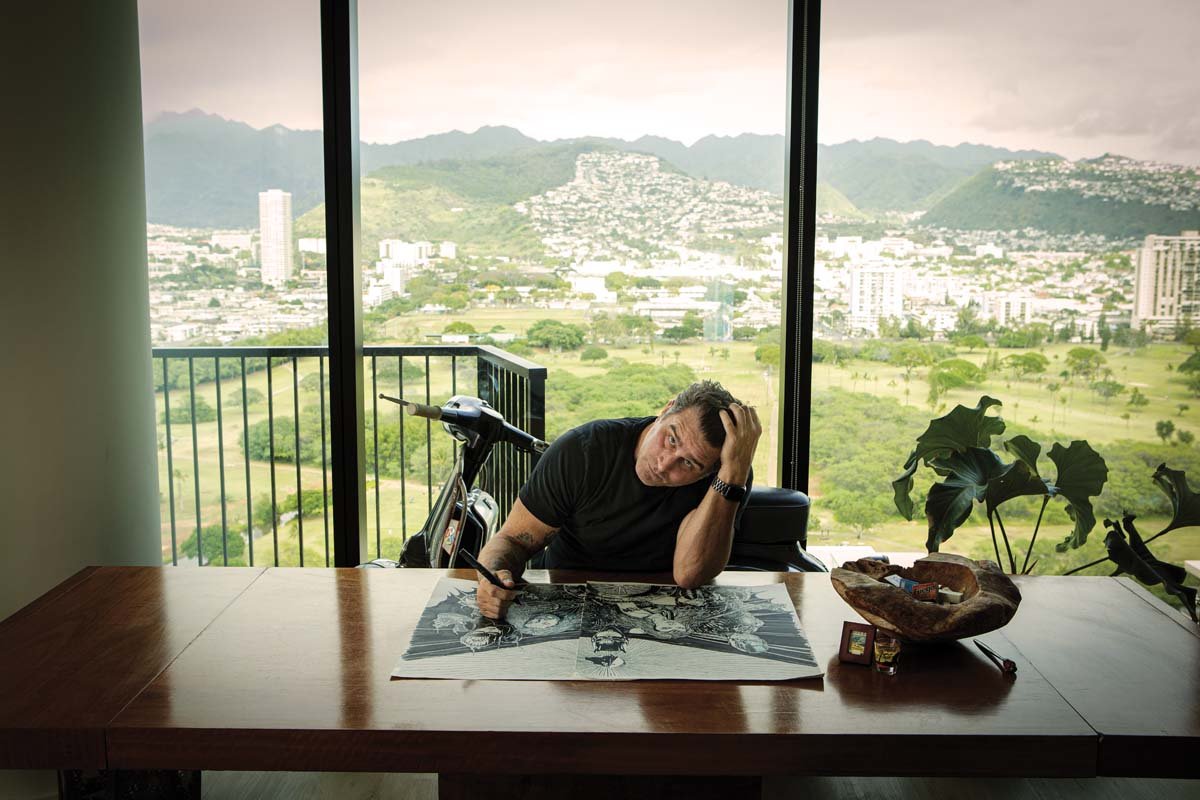  Erik Ries at his home office in Honolulu.   Photo by Adam Jung  