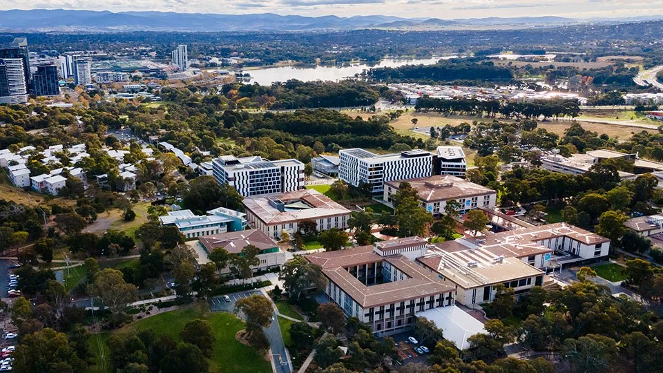 Drone image of the University of Canberra campus