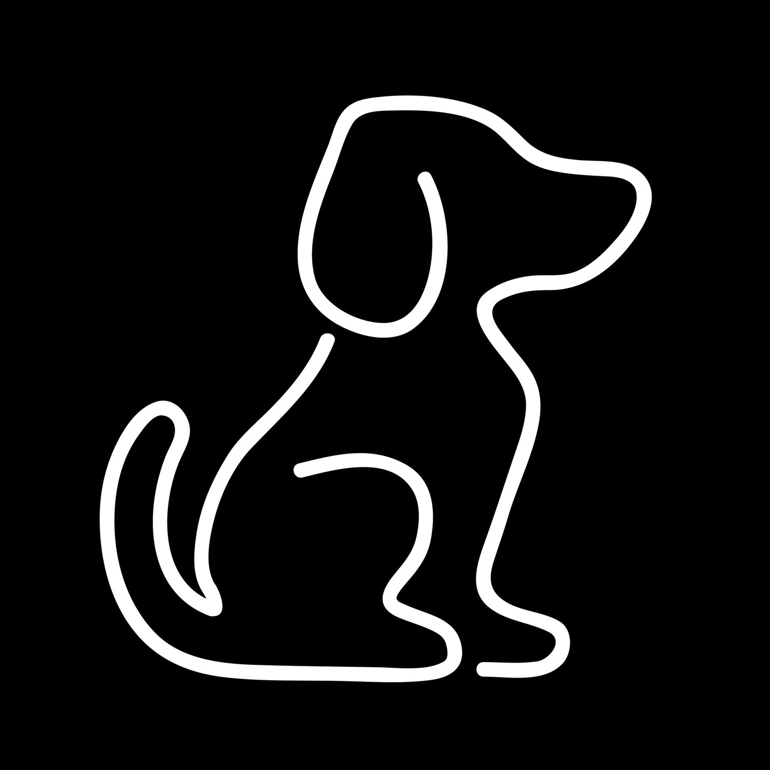West London dog training centre, Animal Wellbeing Centre, logo. It shows an illustration of a dog facing side ways 