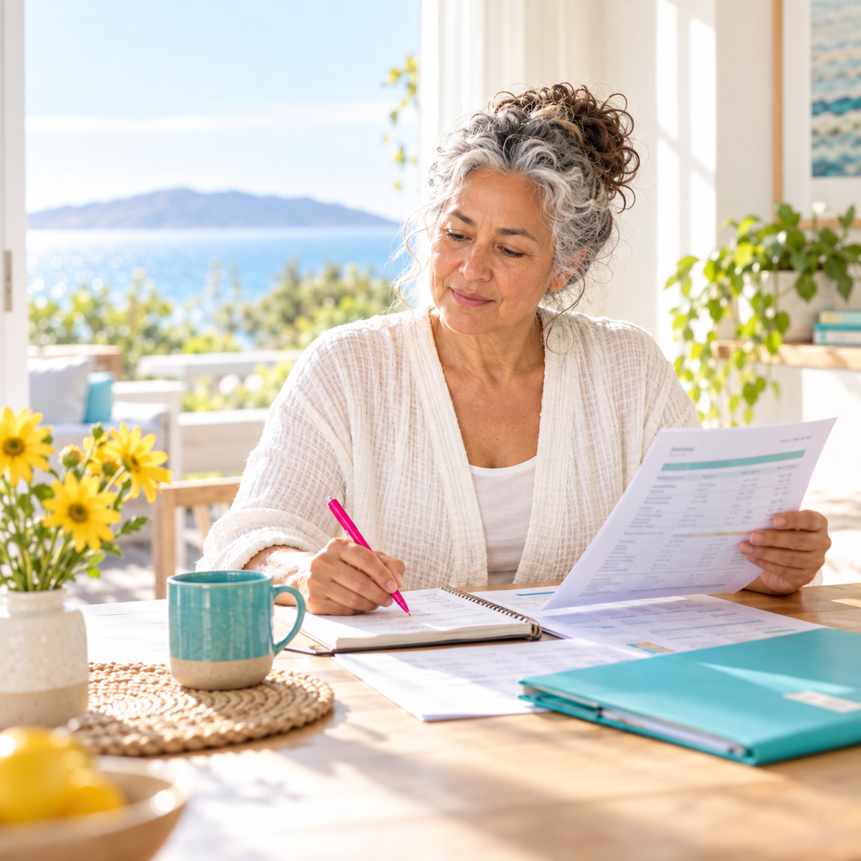Woman reviewing her pathology results and personalised wellness plan
