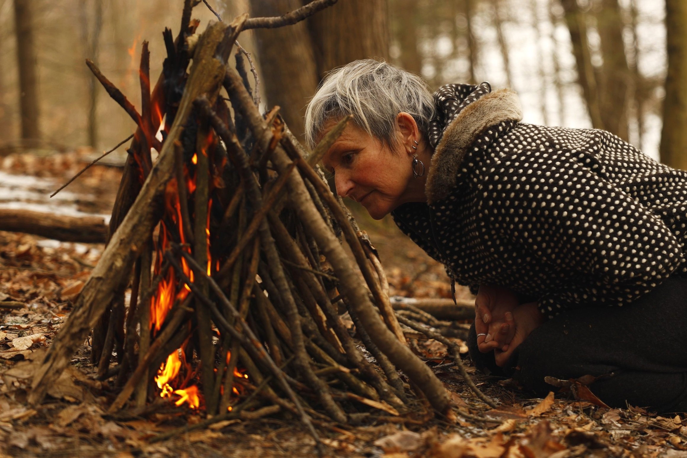 fire tending in dotty top