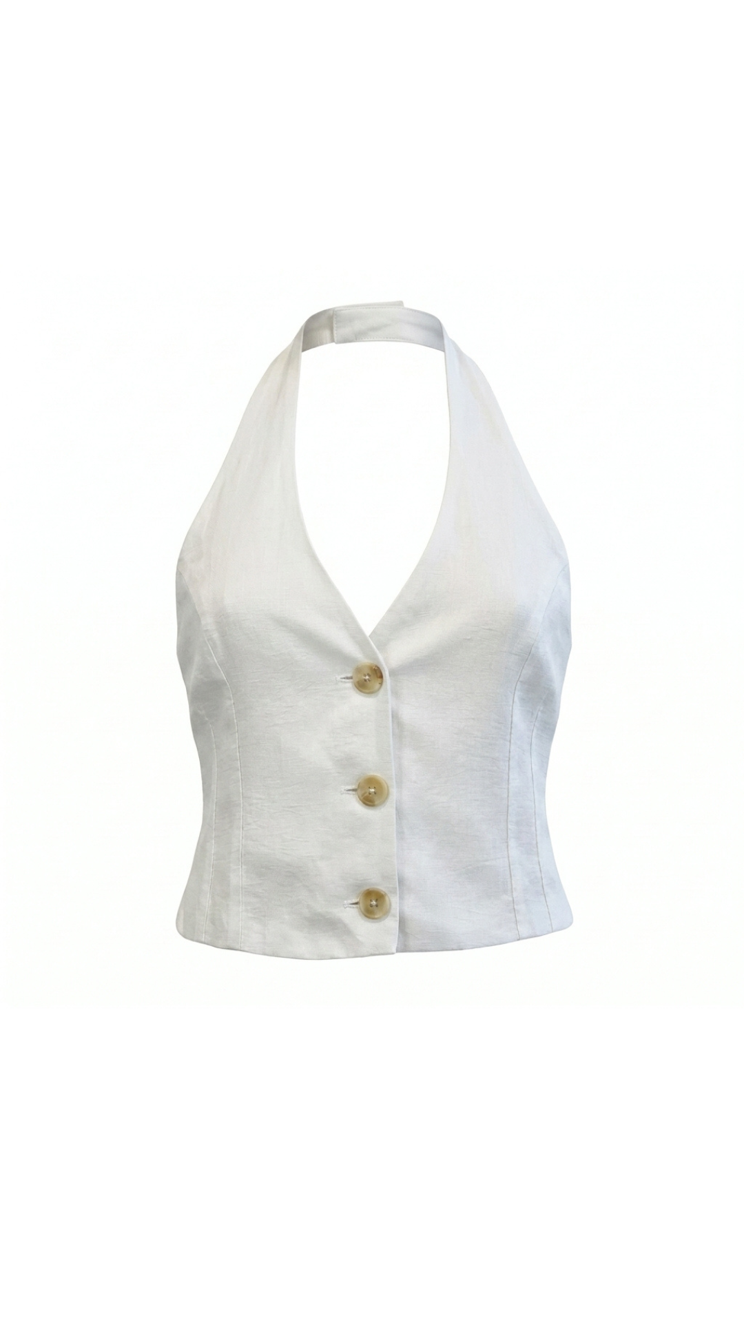 Button Halter Top (White)