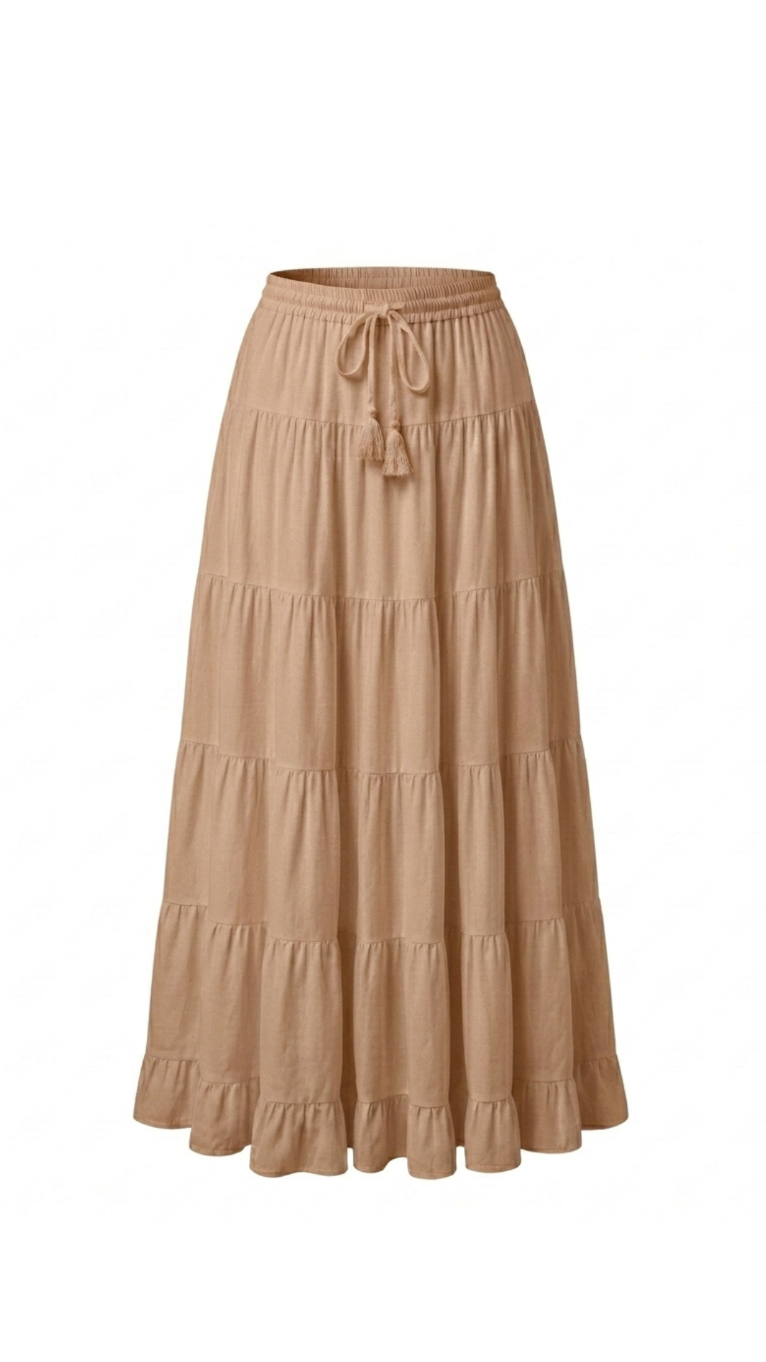Tiered Maxi Skirt (Brown)