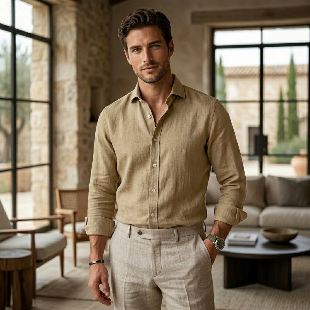 Linen Shirt (Khaki) (5).png