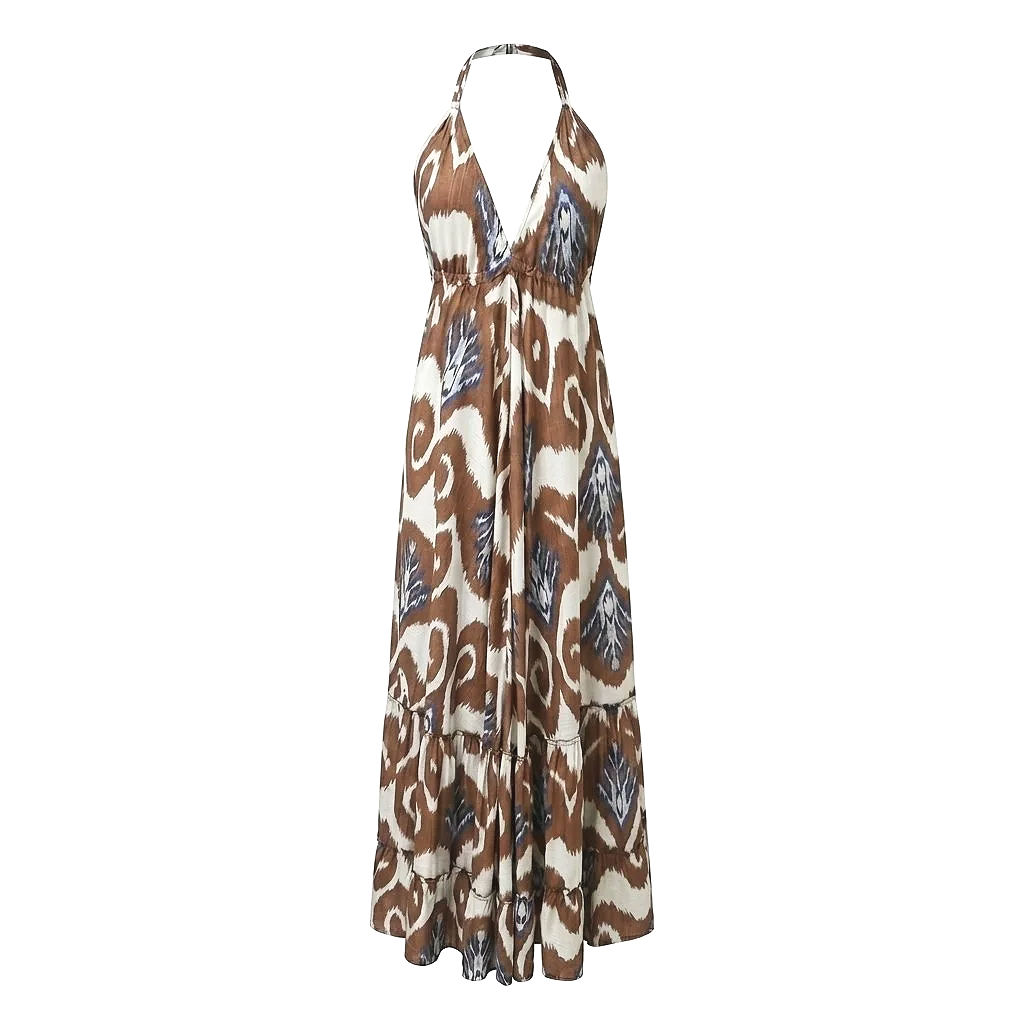 Halter Maxi Dress (Abstract Ikat)