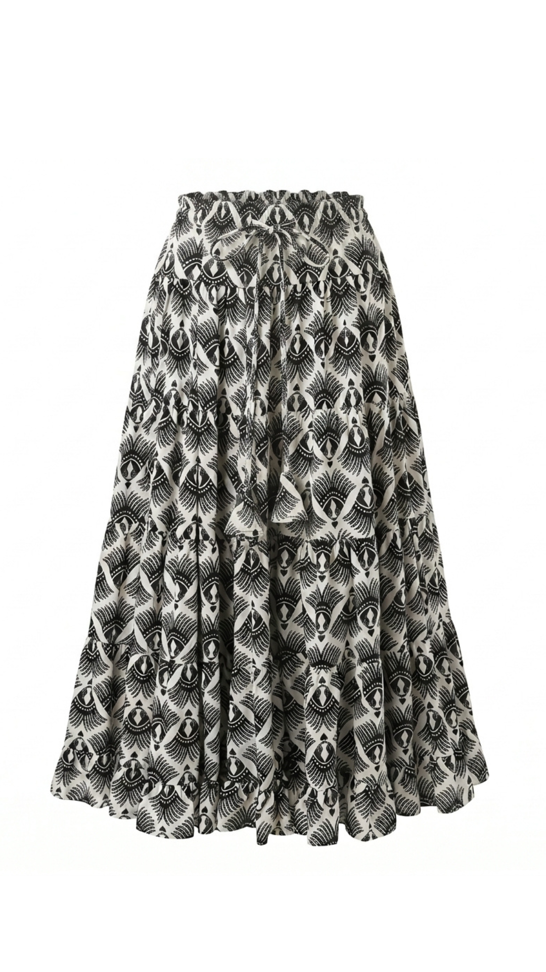 Tiered Maxi Skirt (Tribal Black)