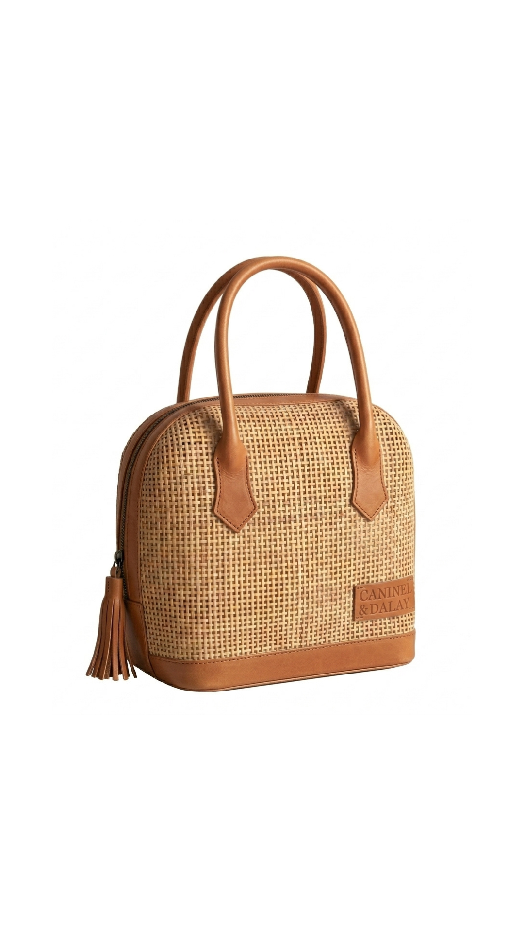 Woven Leather Satchel (Brown)