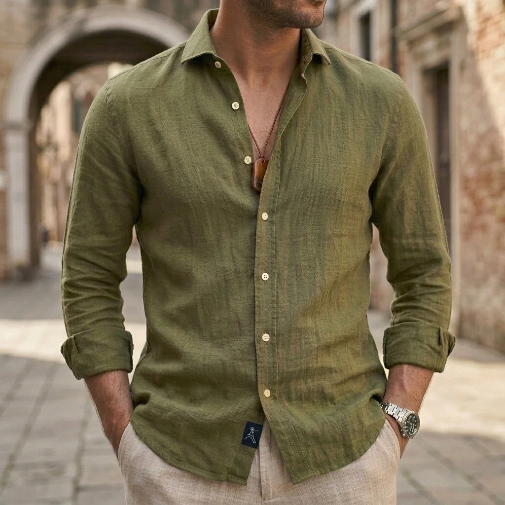 Linen Shirt (Olive).png