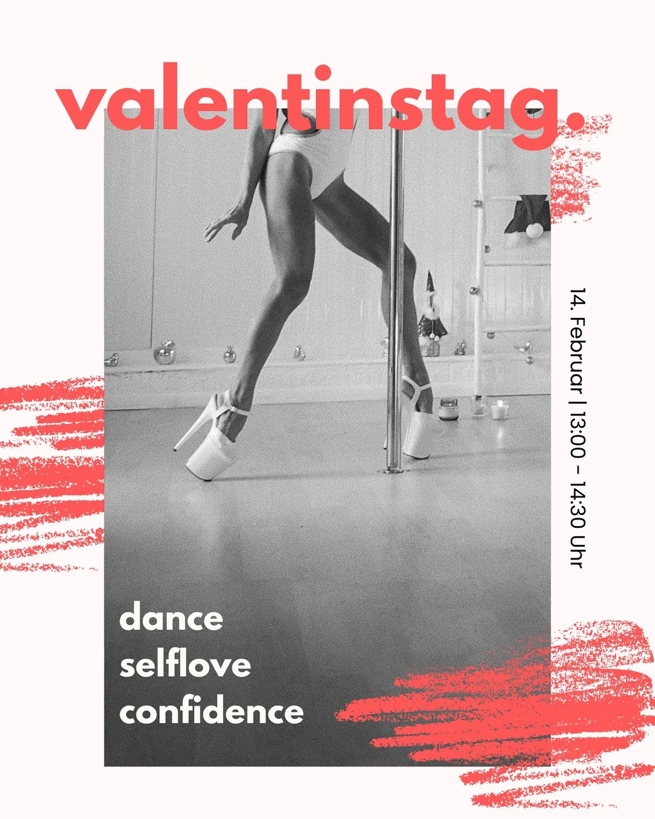 💘 VALENTINE&rsquo;S POLE HEELS CLASS 💘

High Heels an. Herzklopfen an. 💄✨
Diese Pole Heels Class steht ganz im Zeichen von love, confidence &amp; hot moves.

Egal ob
❤️ Selflove-Date
❤️ mit deiner Bestie
❤️ oder einfach, um dich selbst zu feiern


