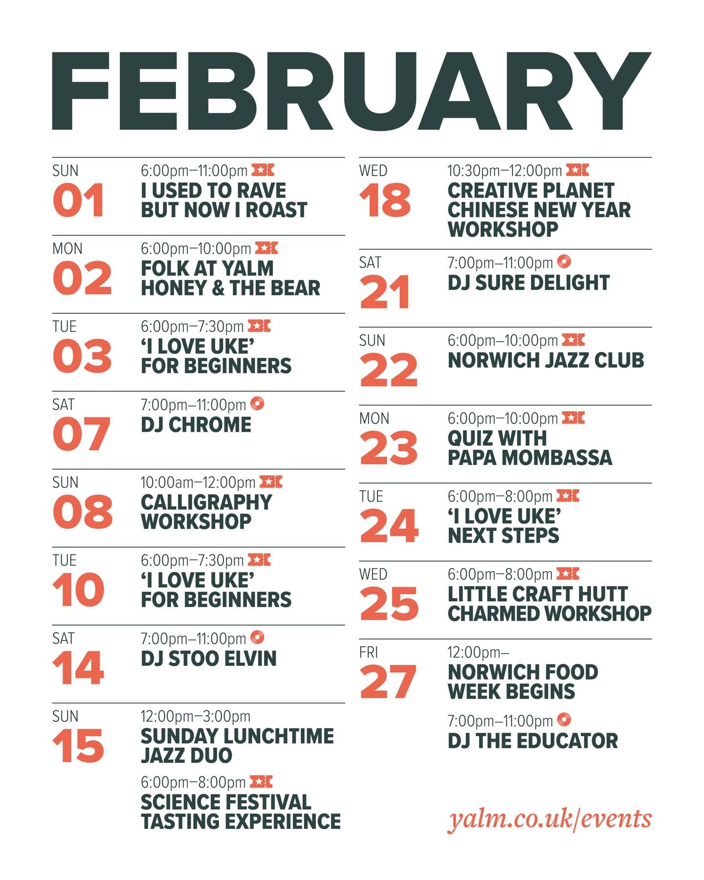 Well that&rsquo;s January done and dusted for another year! February is looking good. 👀

Head to our website for full details and get those dates in the diary.

#Norwich
#NorwichFood
#NorwichRestaurants
