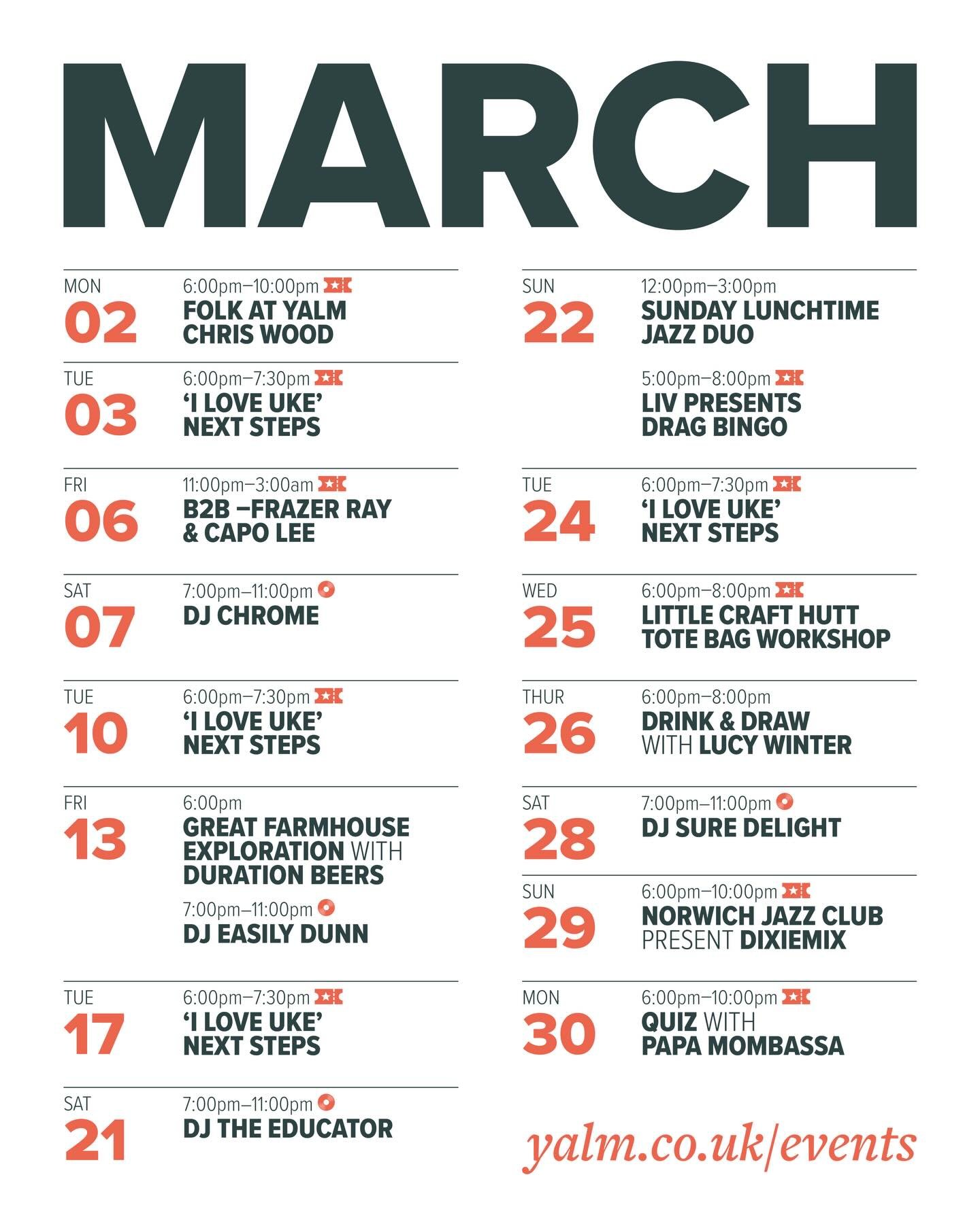March is looking busy 👀

From live music, drag bingo to craft workshops and more. There&rsquo;s plenty happening this month.

#Norwich
#NorwichFood
#NorwichRestaurant