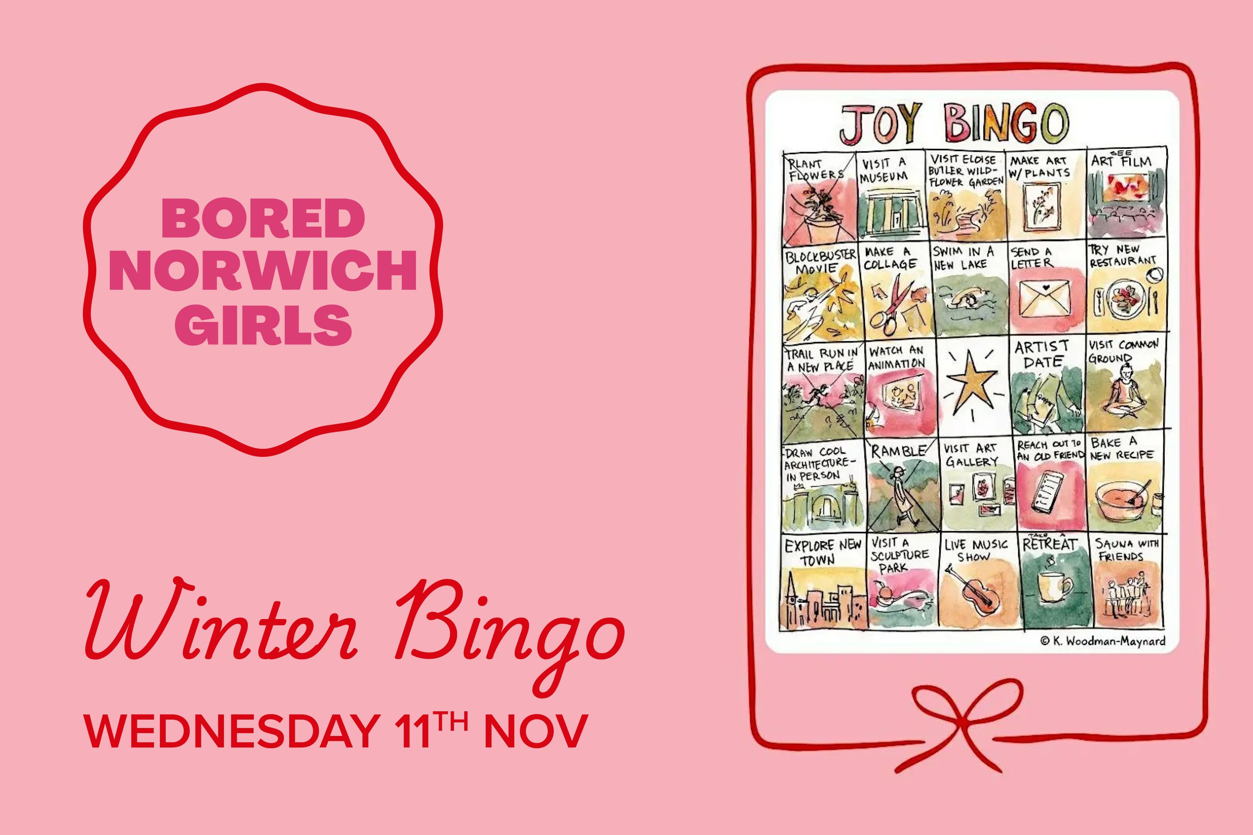 Winter Bingo Card Creating with Bored Norwich Girls