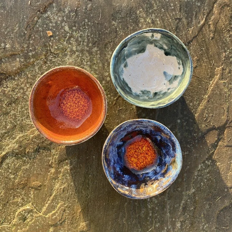 'Marmalade', 'Ice Blue' and 'Krakatoa' Baby Ridge Bowls