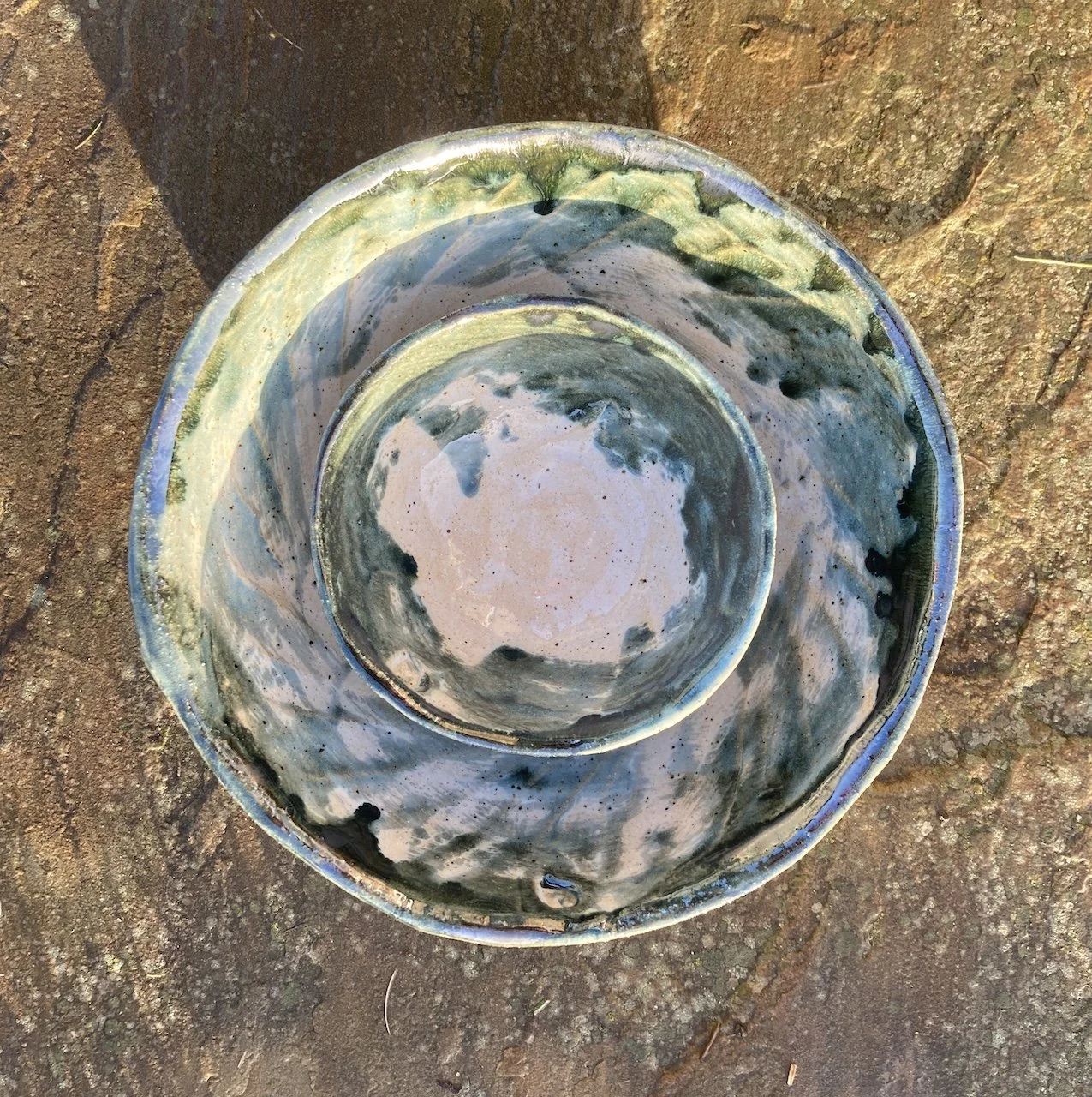 Medium & Baby 'Ice Blue' Ridge Bowls