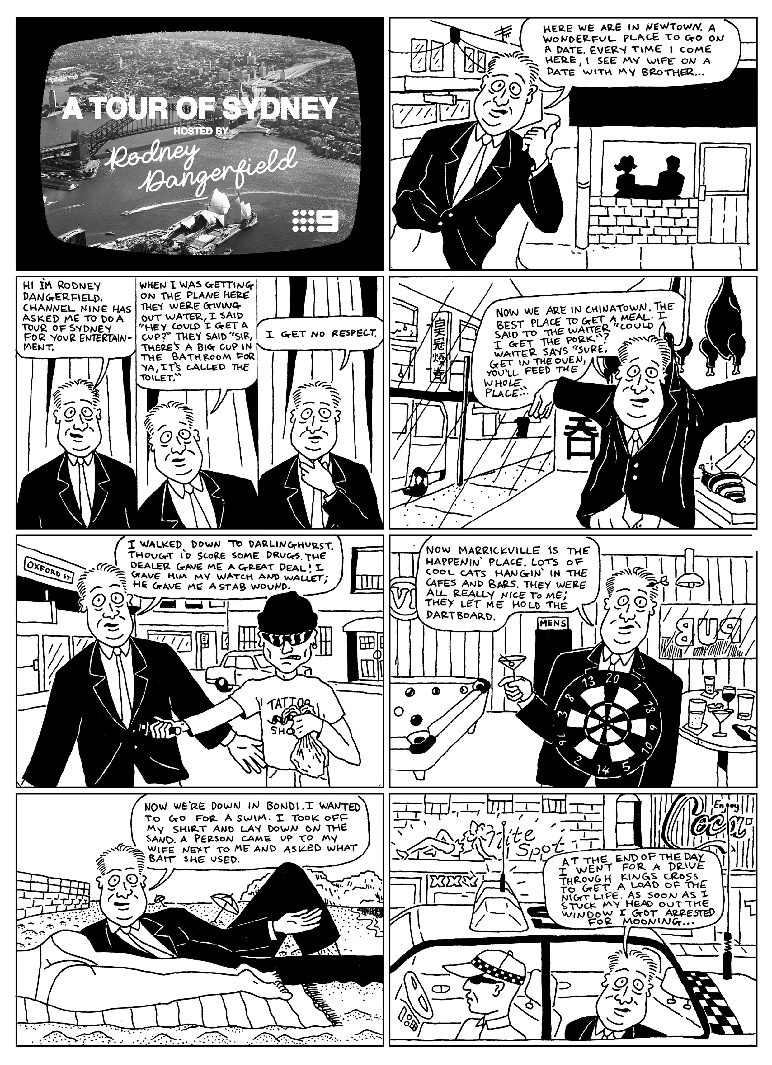 'A Tour Of Sydney with Rodney Dangerfield' Comic
